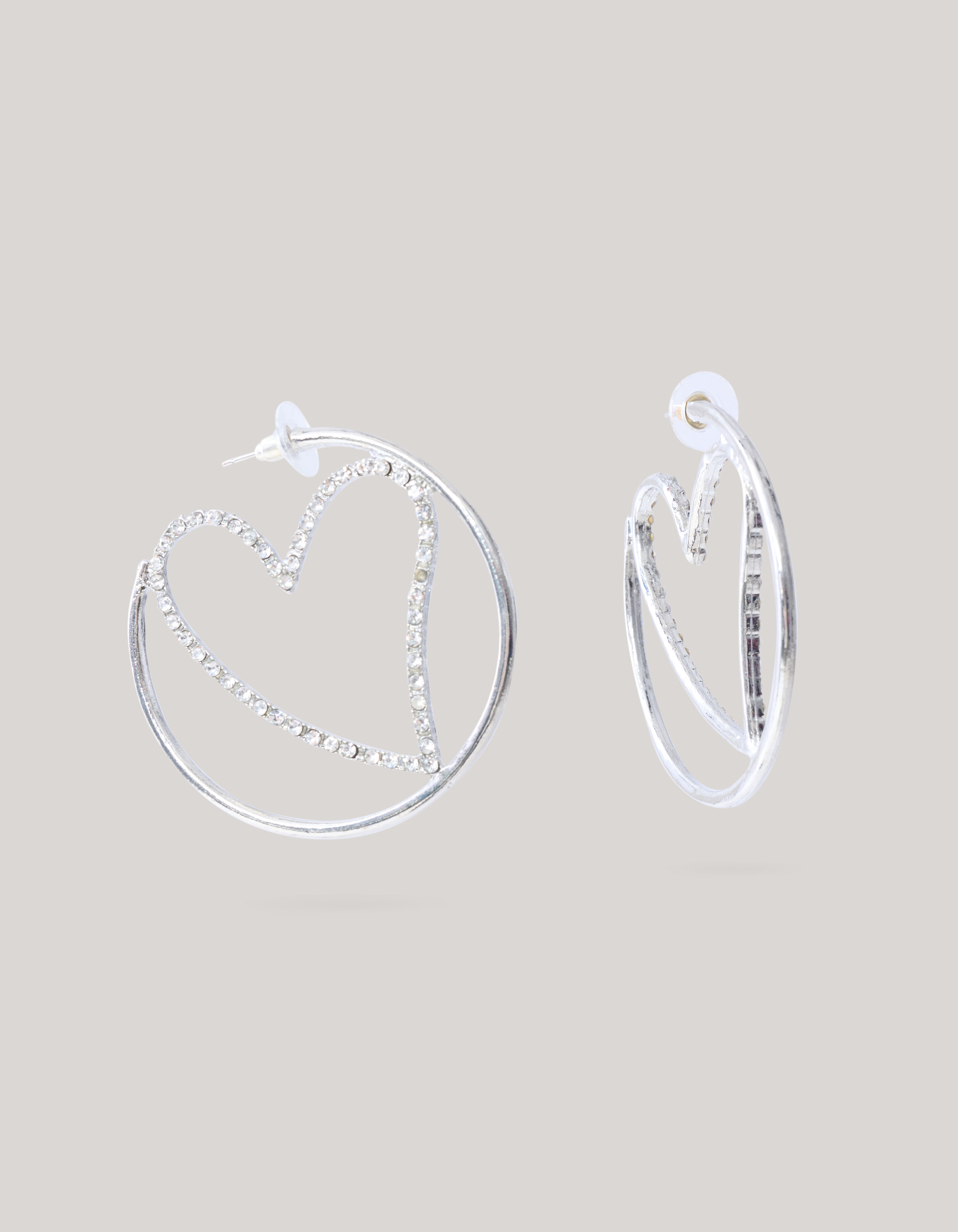 Hearted Hoop Oorbellen Zilver SHOEBY ACCESSOIRES