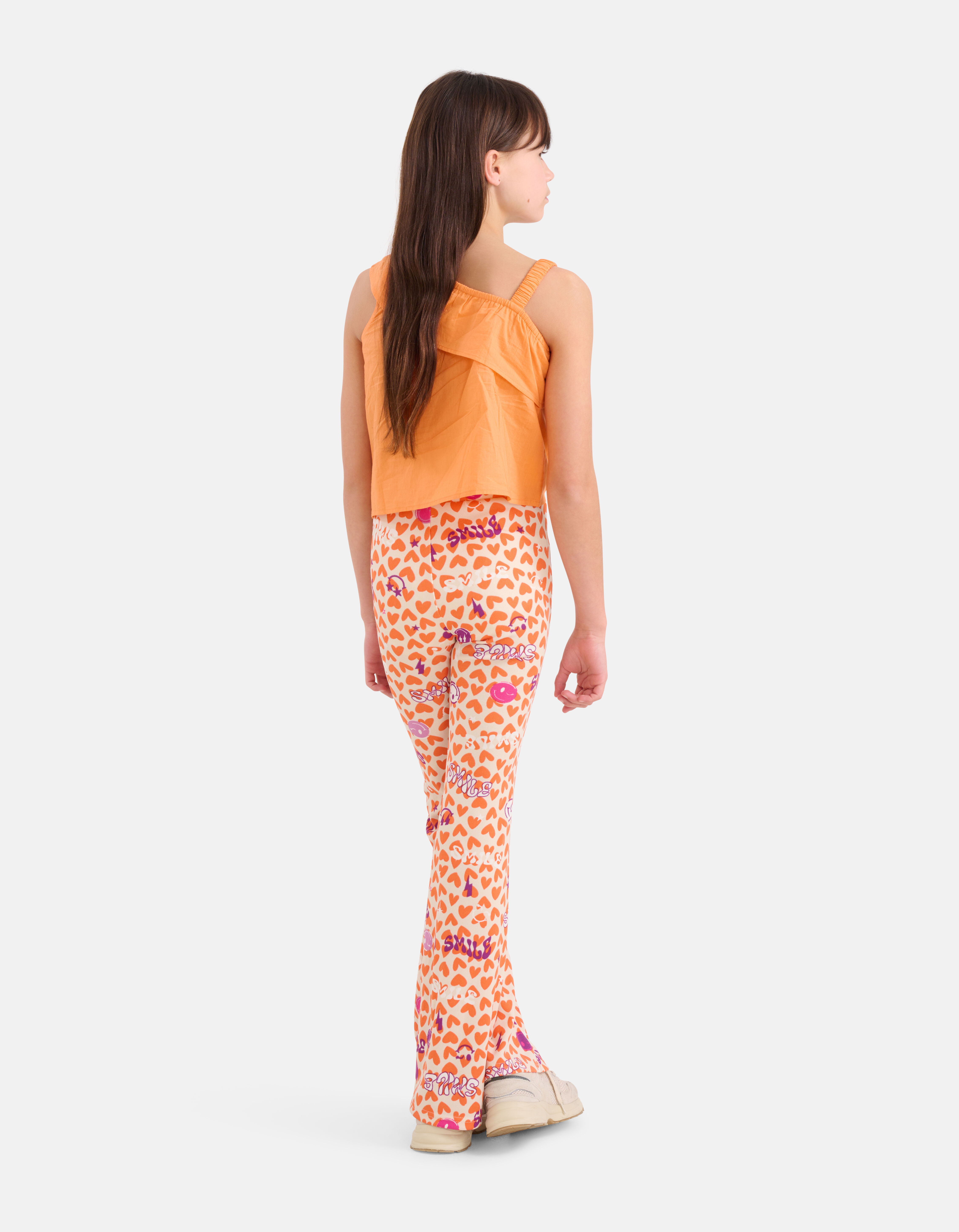 Printed Rib Flared Legging Oranje SHOEBY GIRLS