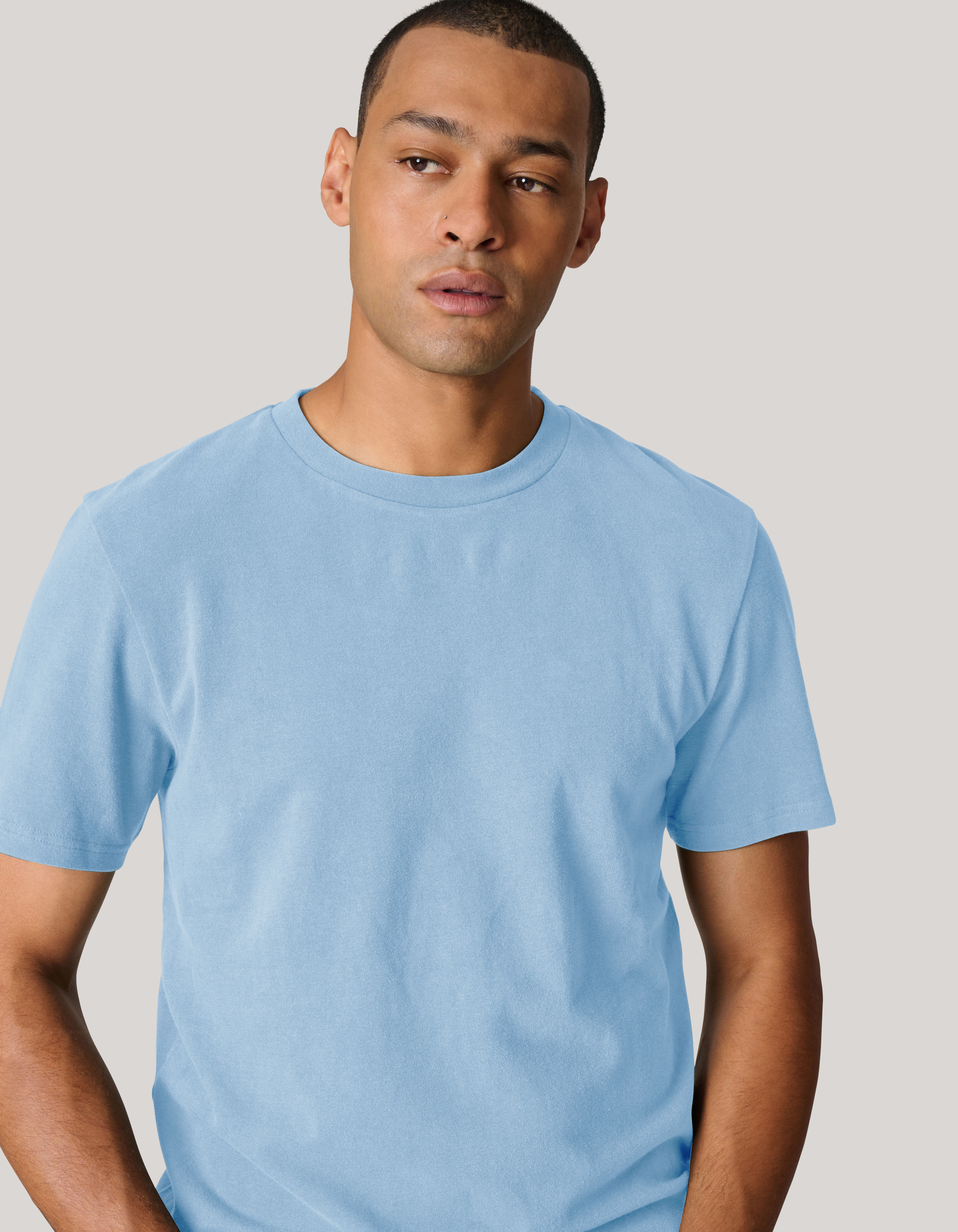 Brushed T-shirt Lichtblauw SHOEBY MEN