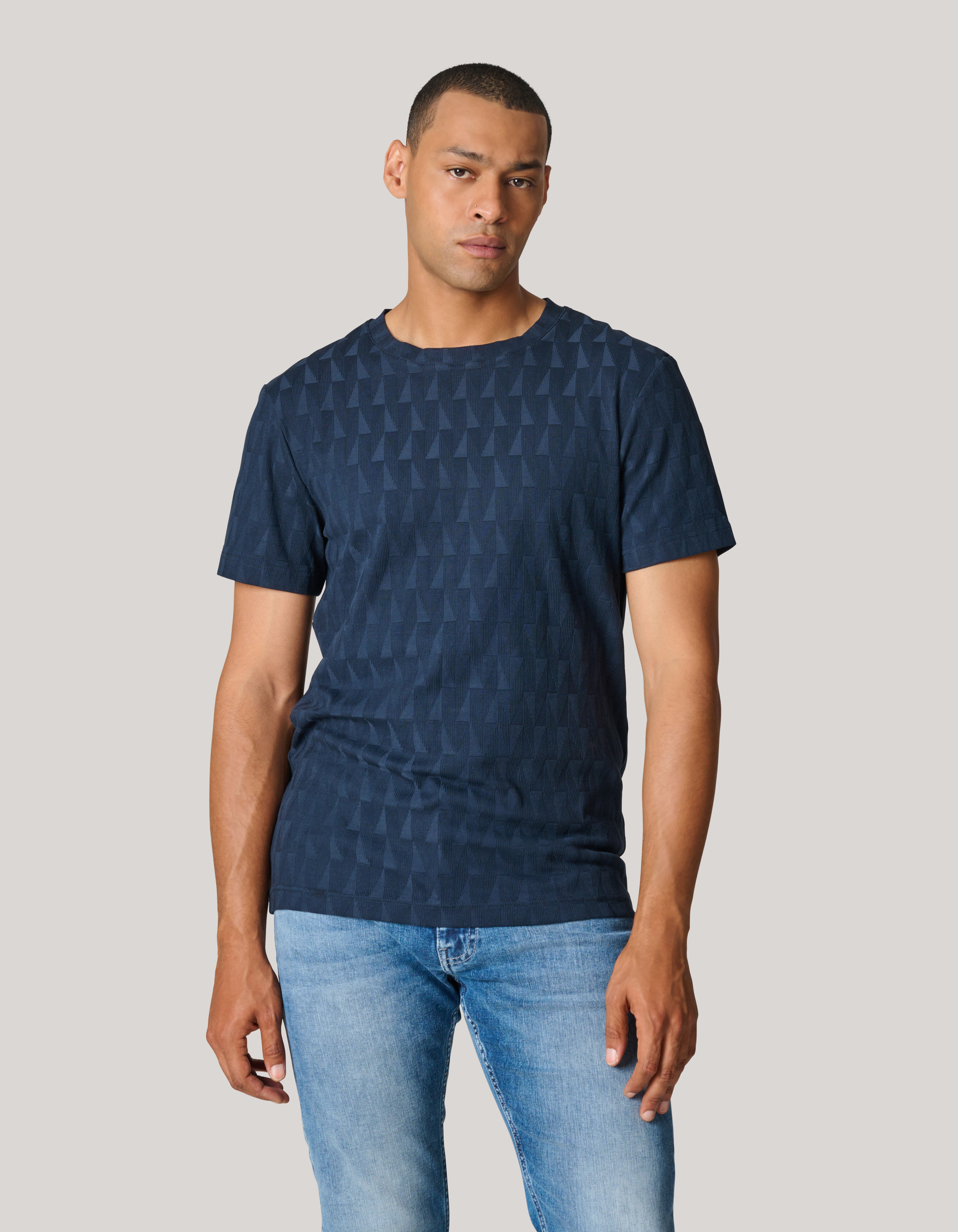 Jacquard T-shirt Donkerblauw SHOEBY MEN