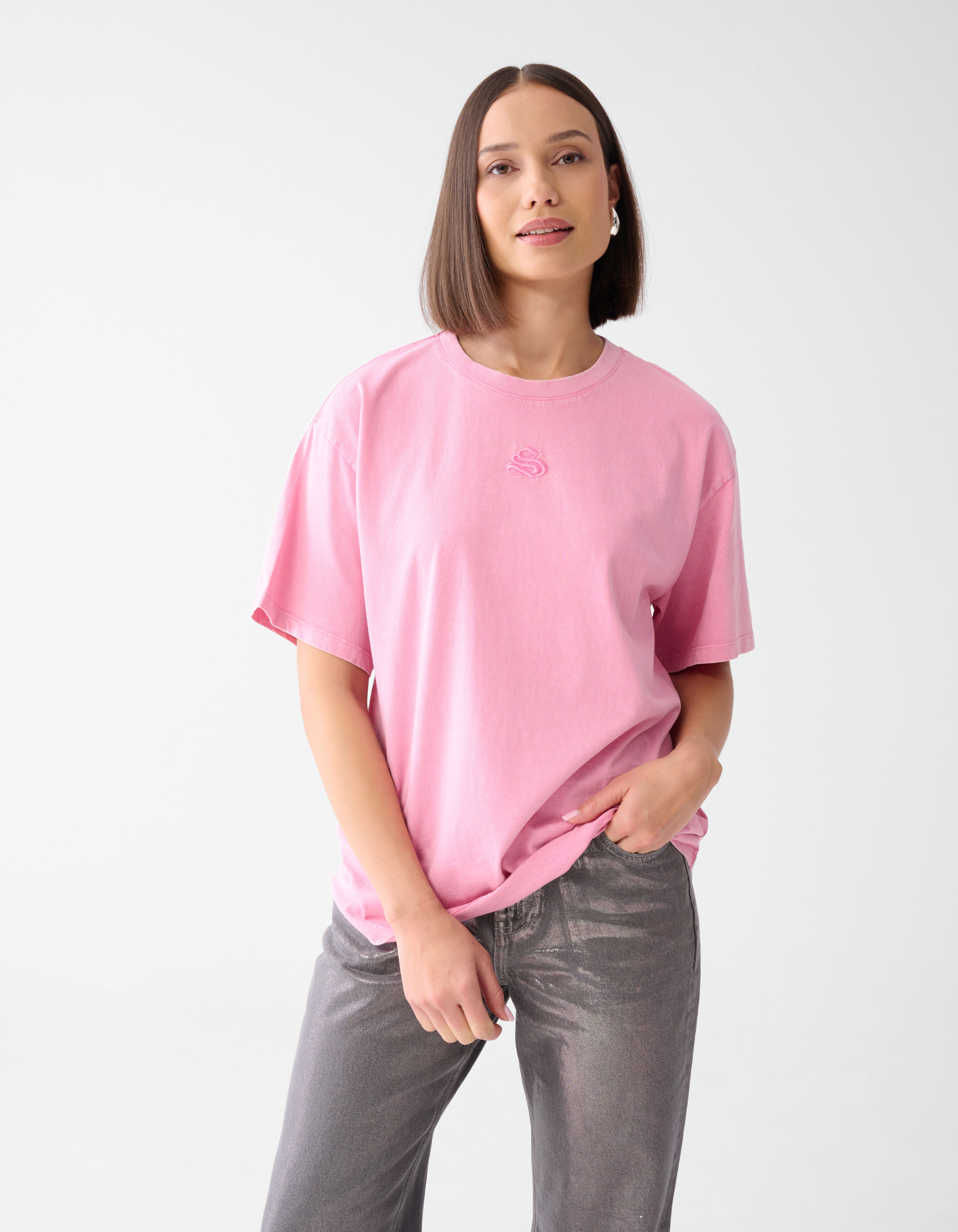 Washed Logo T-shirt Roze SHOEBY WOMEN