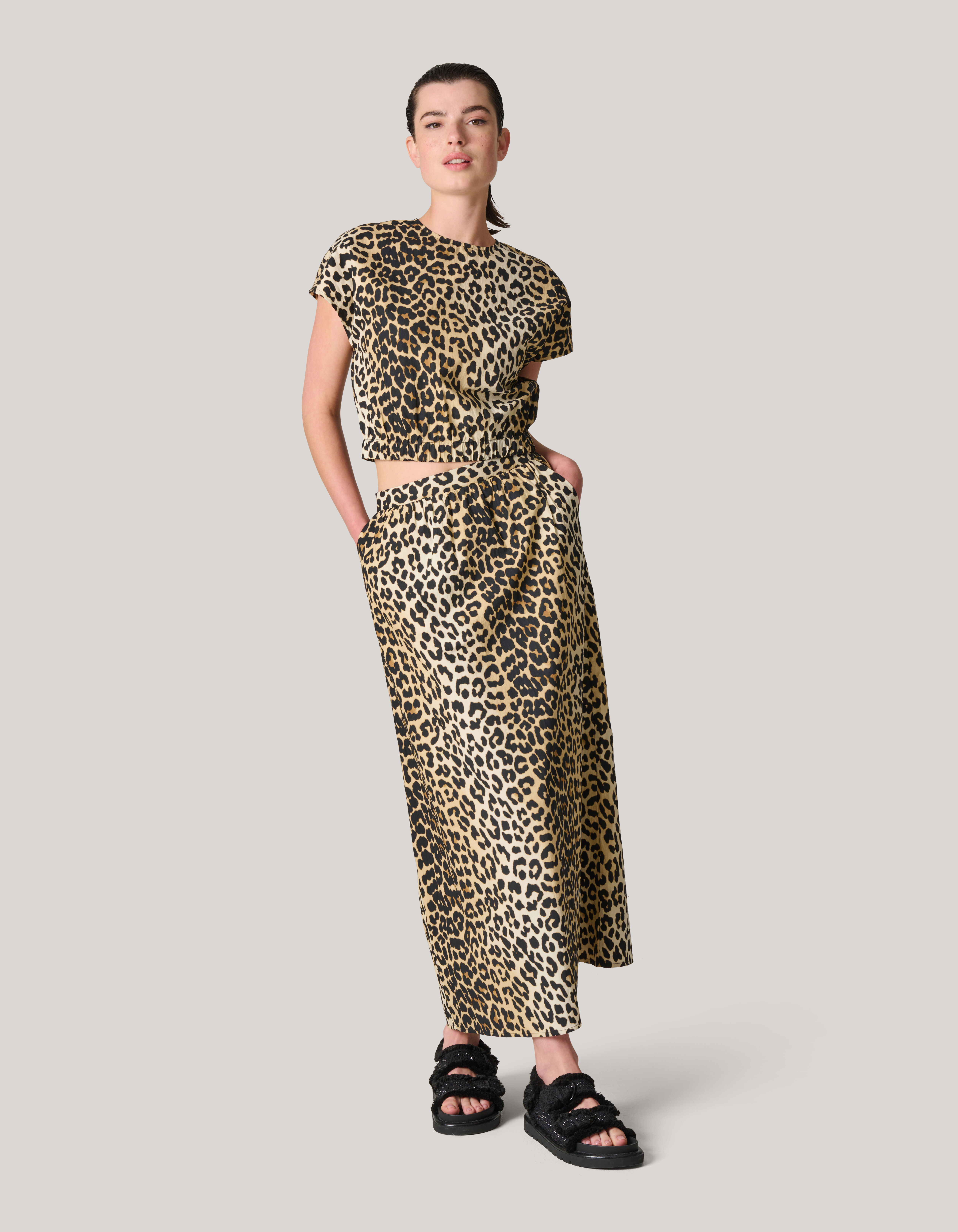 Leopard Poplin Cropped Top SHOEBY WOMEN