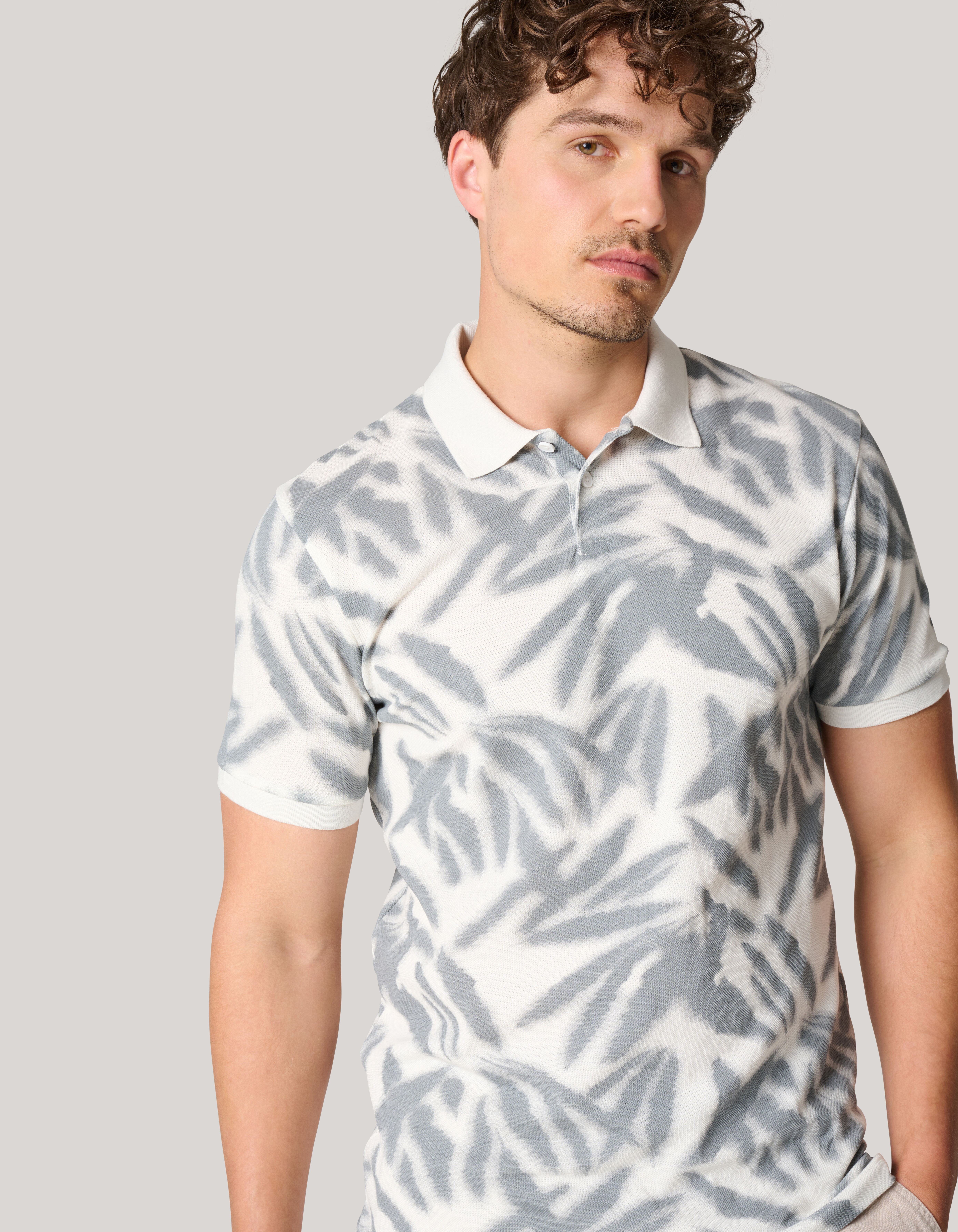 Leaf Print Polo Wit SHOEBY MEN