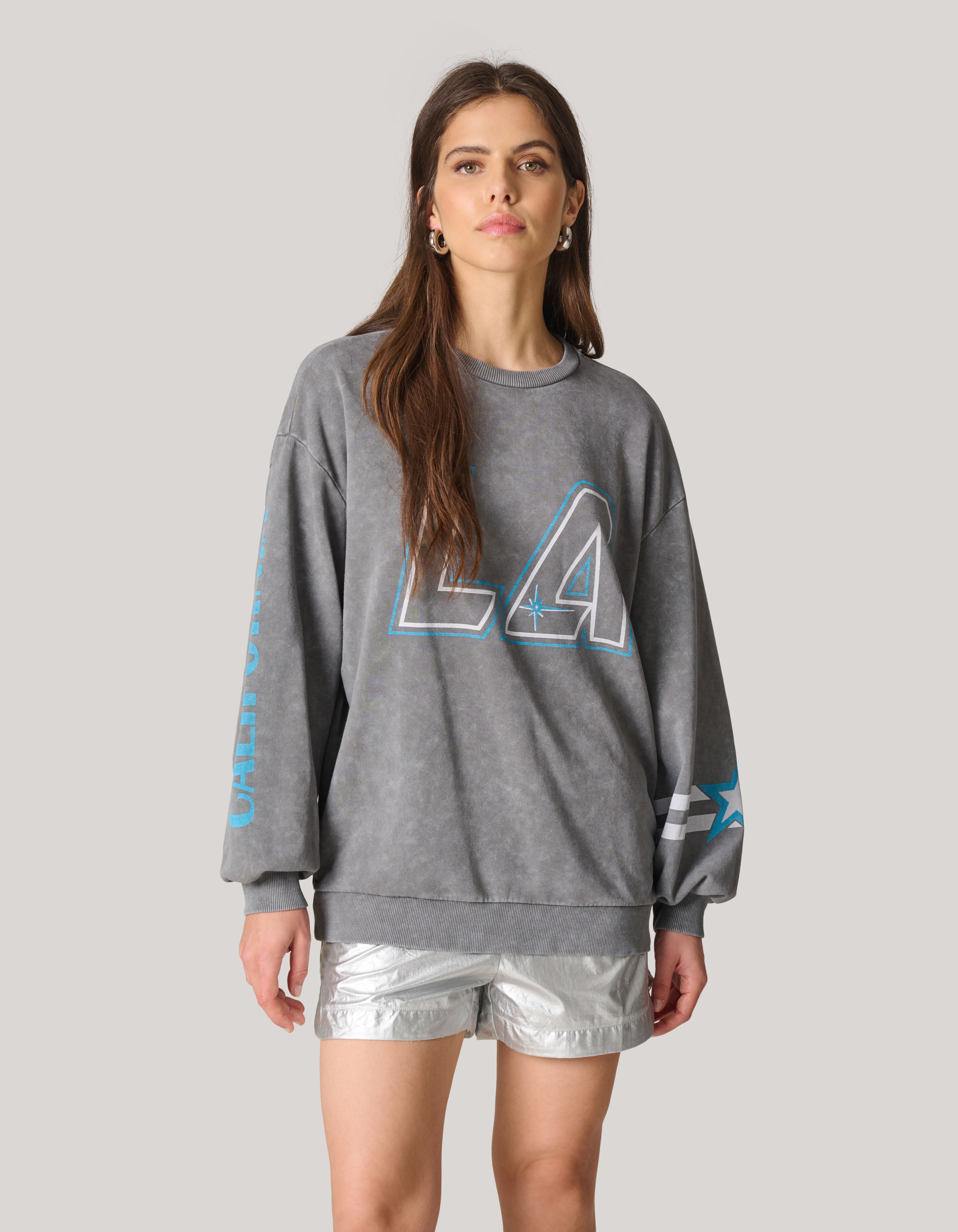 Washed Artwork Sweater Lichtgrijs SHOEBY WOMEN