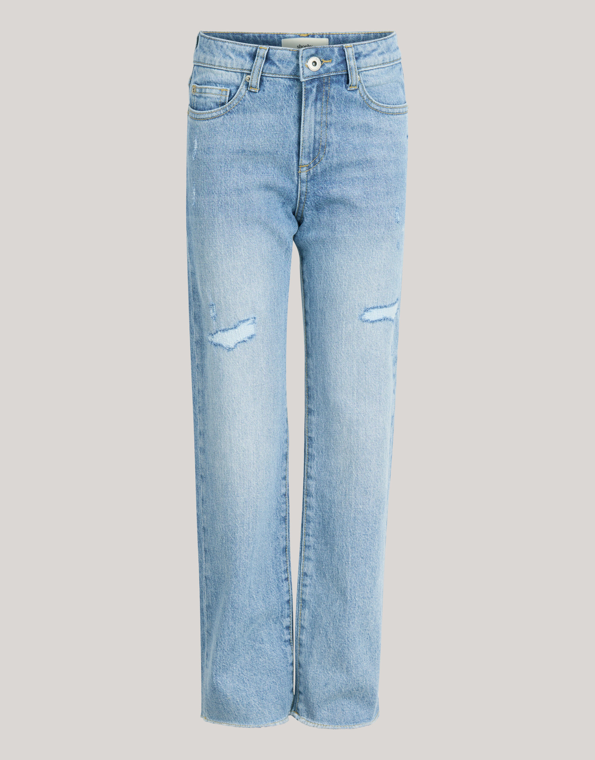 Destroyed Straight Leg Jeans Bleached SHOEBY GIRLS