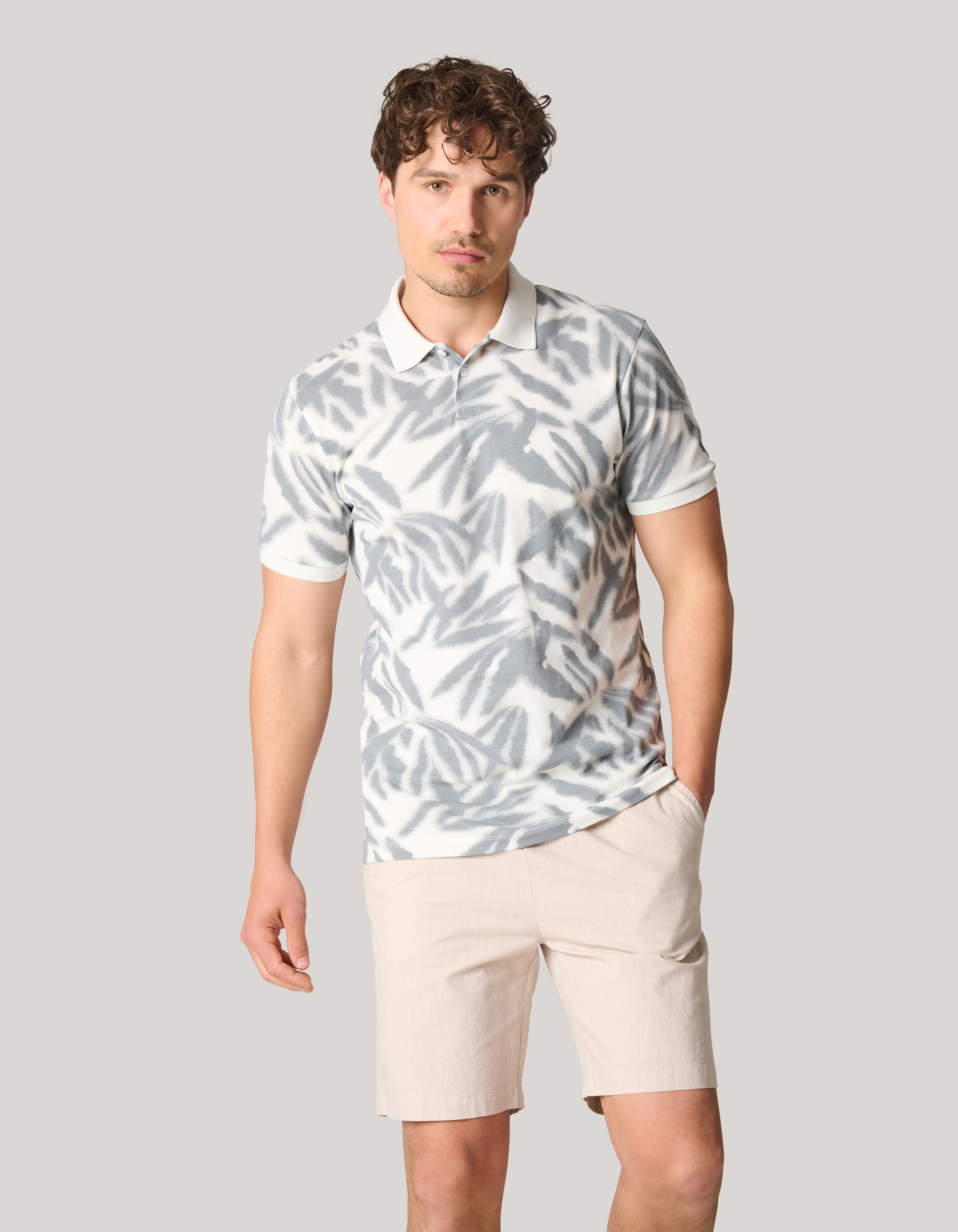 Leaf Print Polo Wit SHOEBY MEN