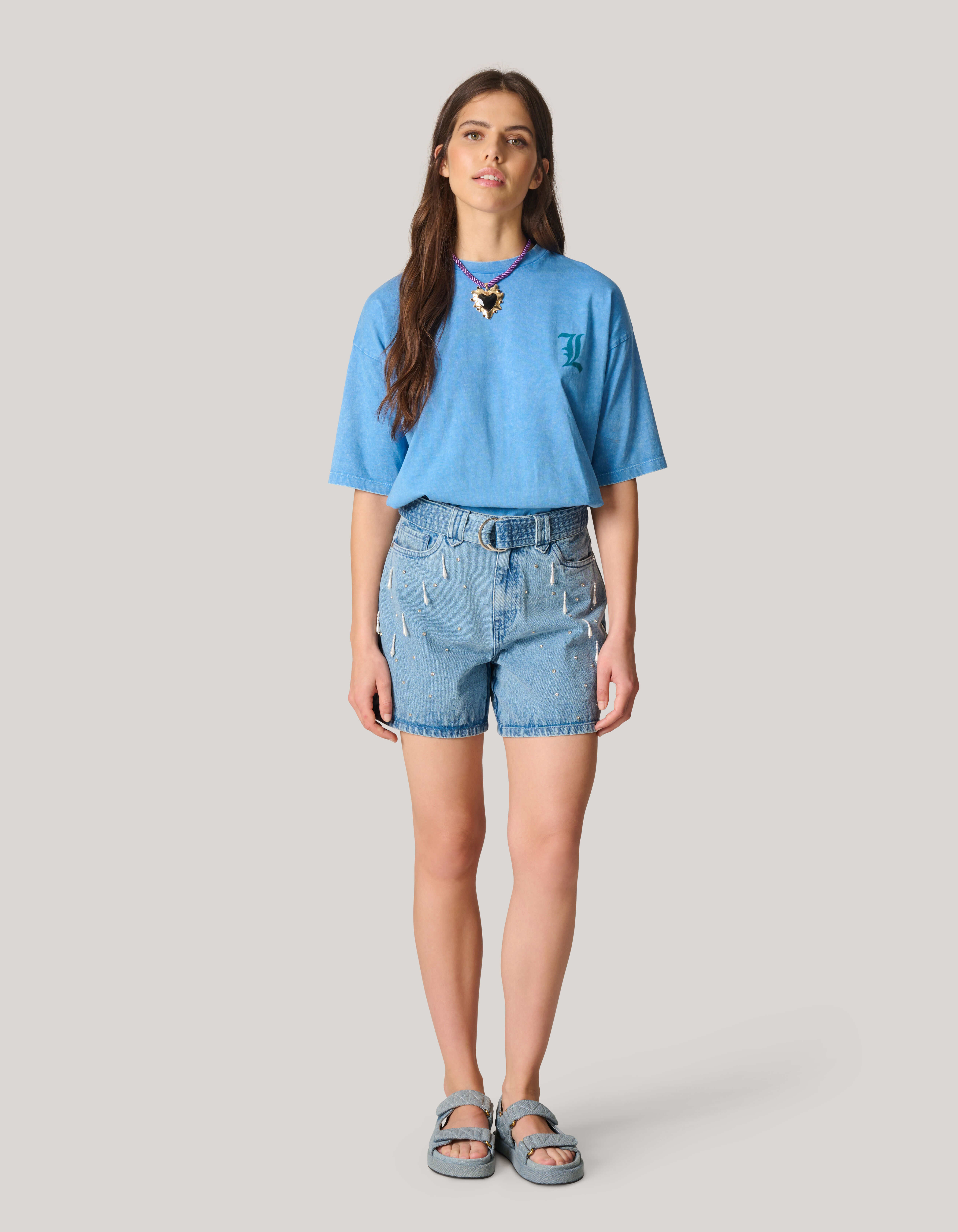 Oversized Washed Artwork T-shirt Blauw By Lizzy SHOEBY WOMEN