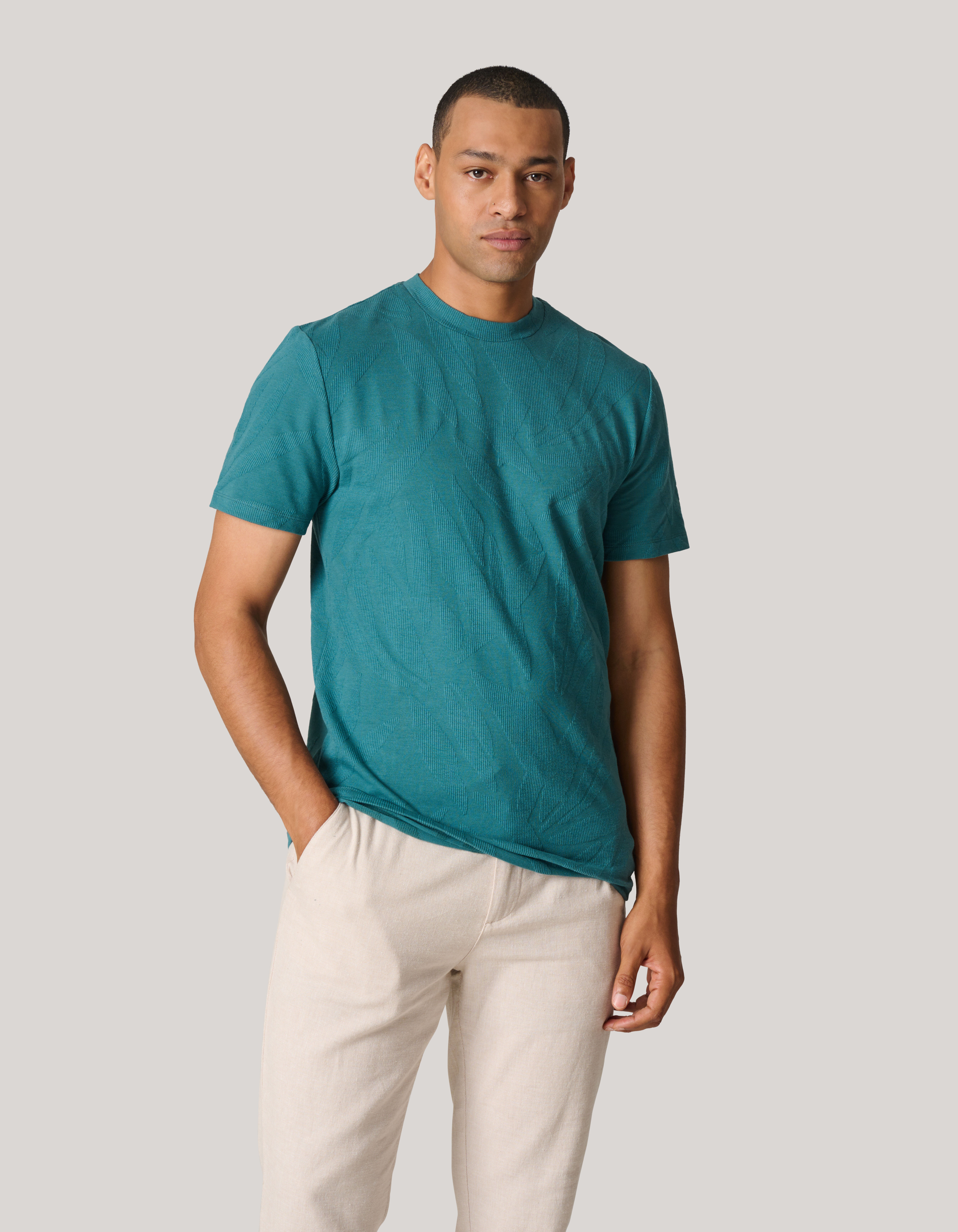 Structuur T-shirt Donker Turquoise SHOEBY MEN