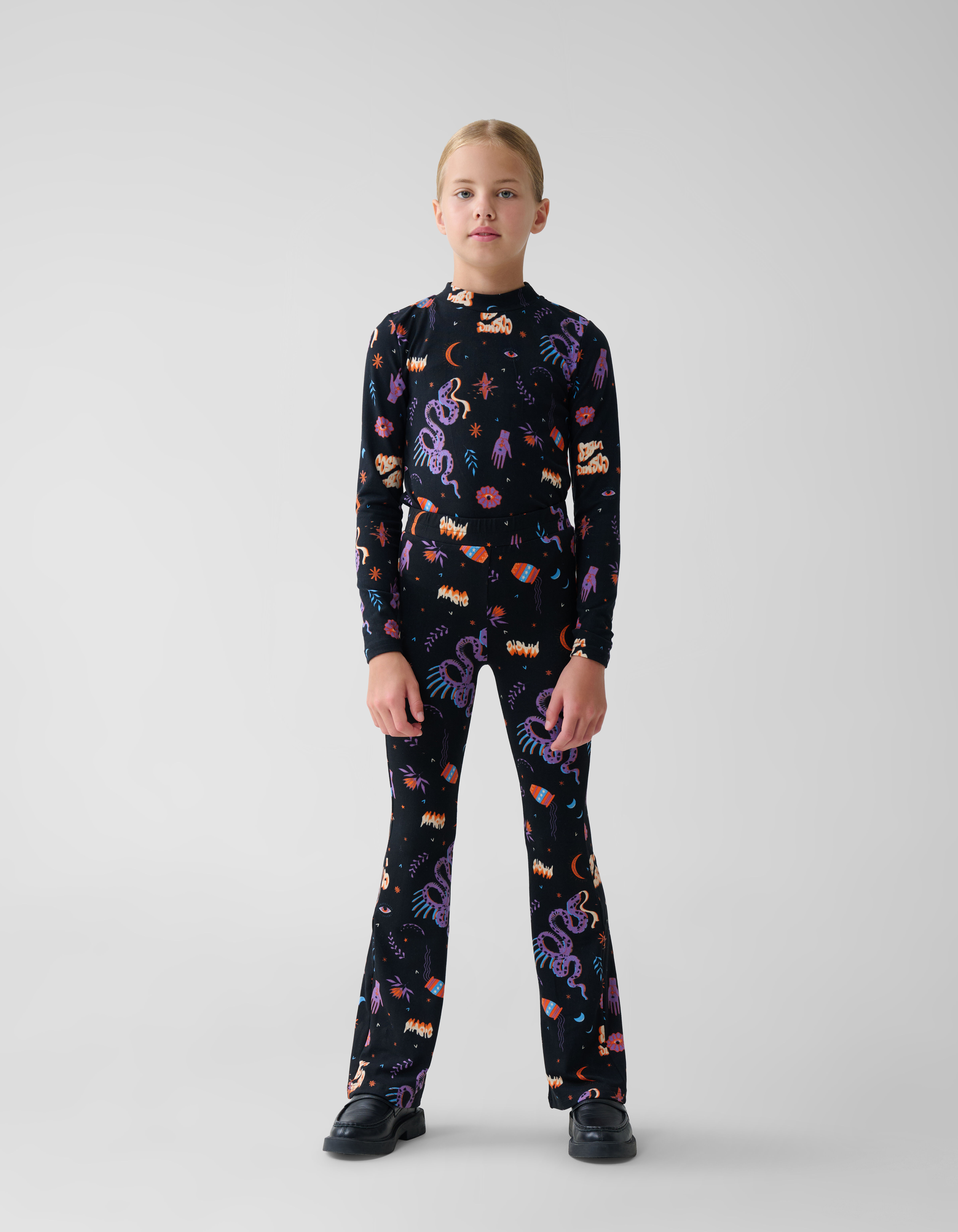 Printed Flared Legging Zwart SHOEBY GIRLS