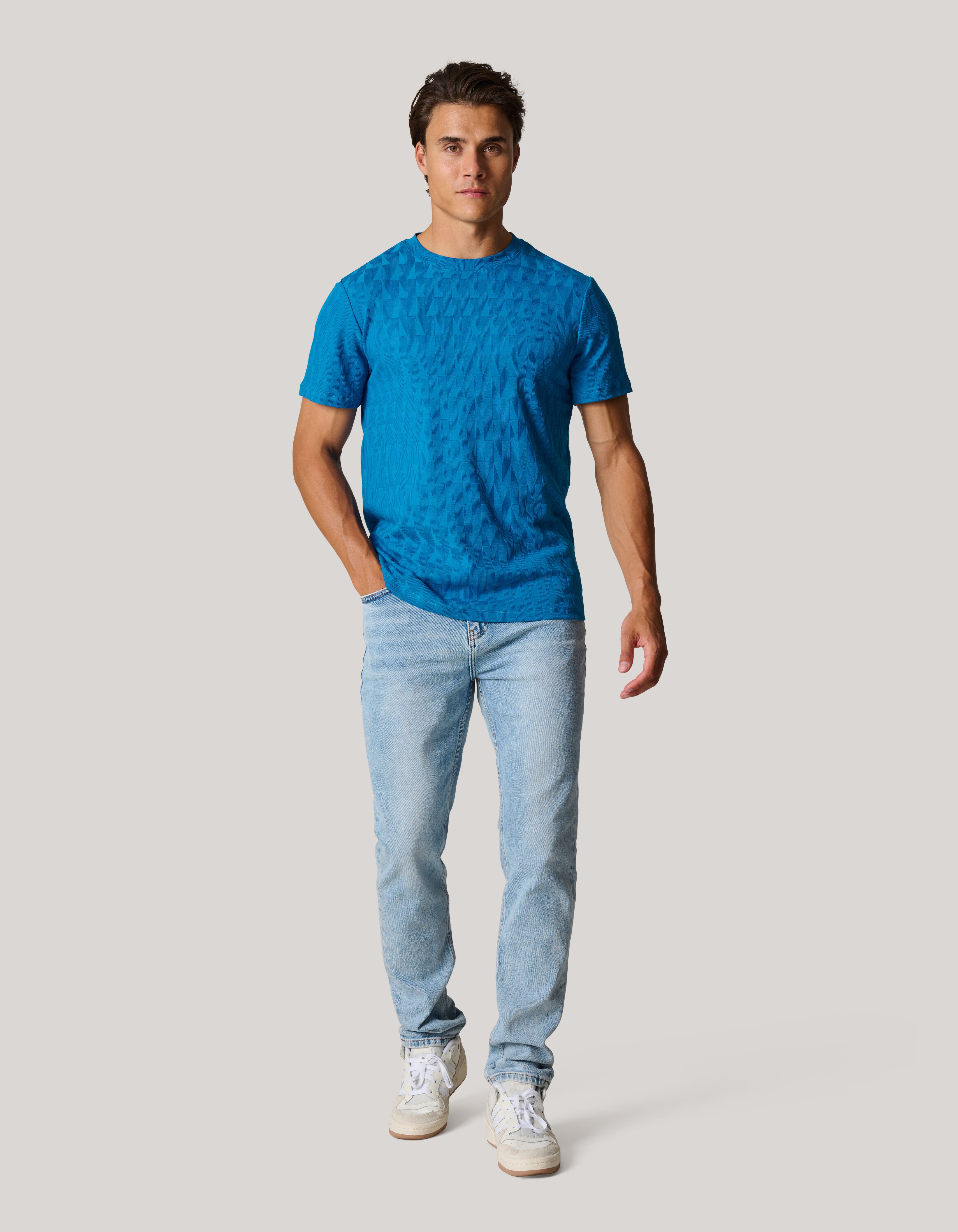 Jacquard T-shirt Blauw SHOEBY MEN