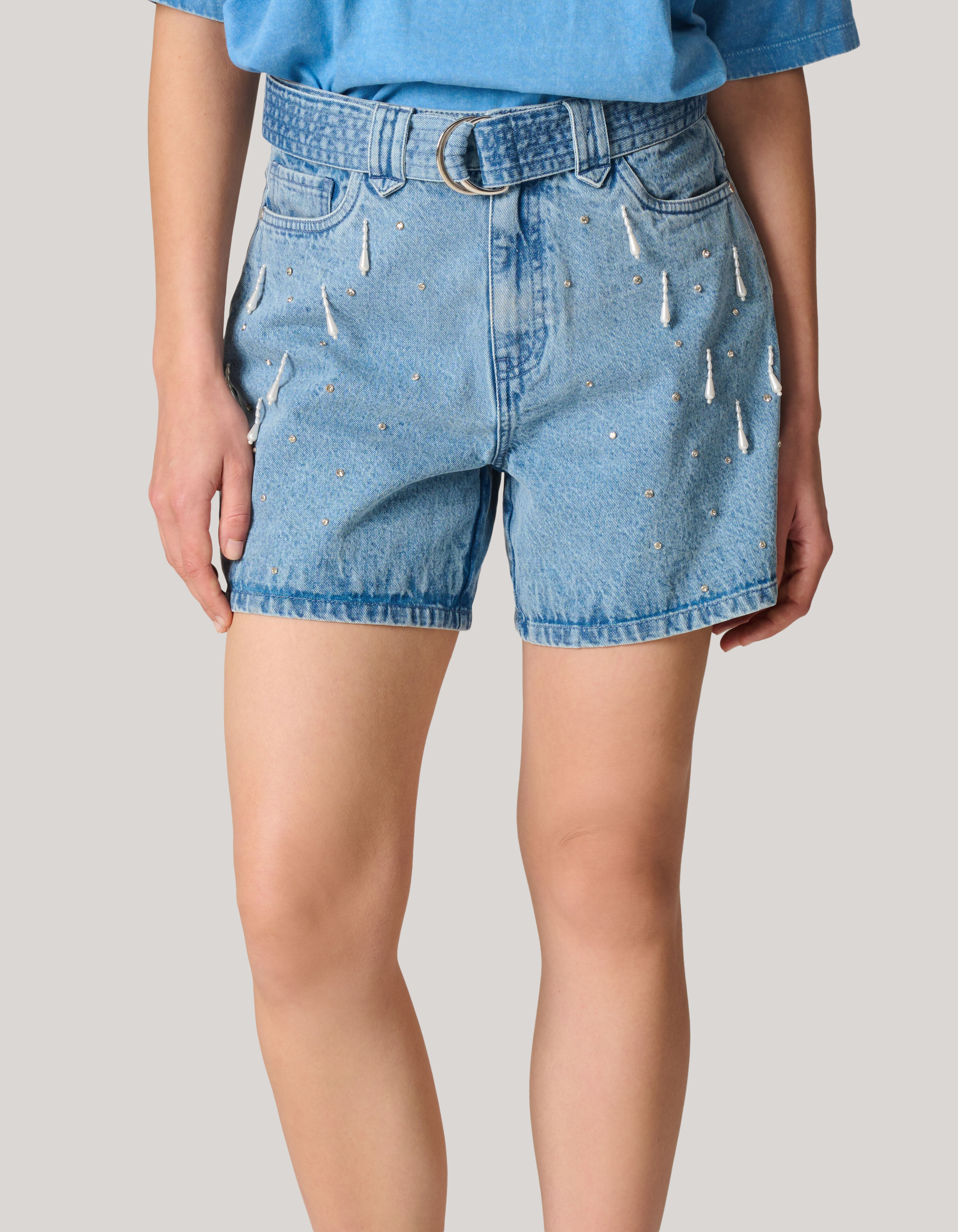 Embellished Denim Short By Lizzy SHOEBY WOMEN