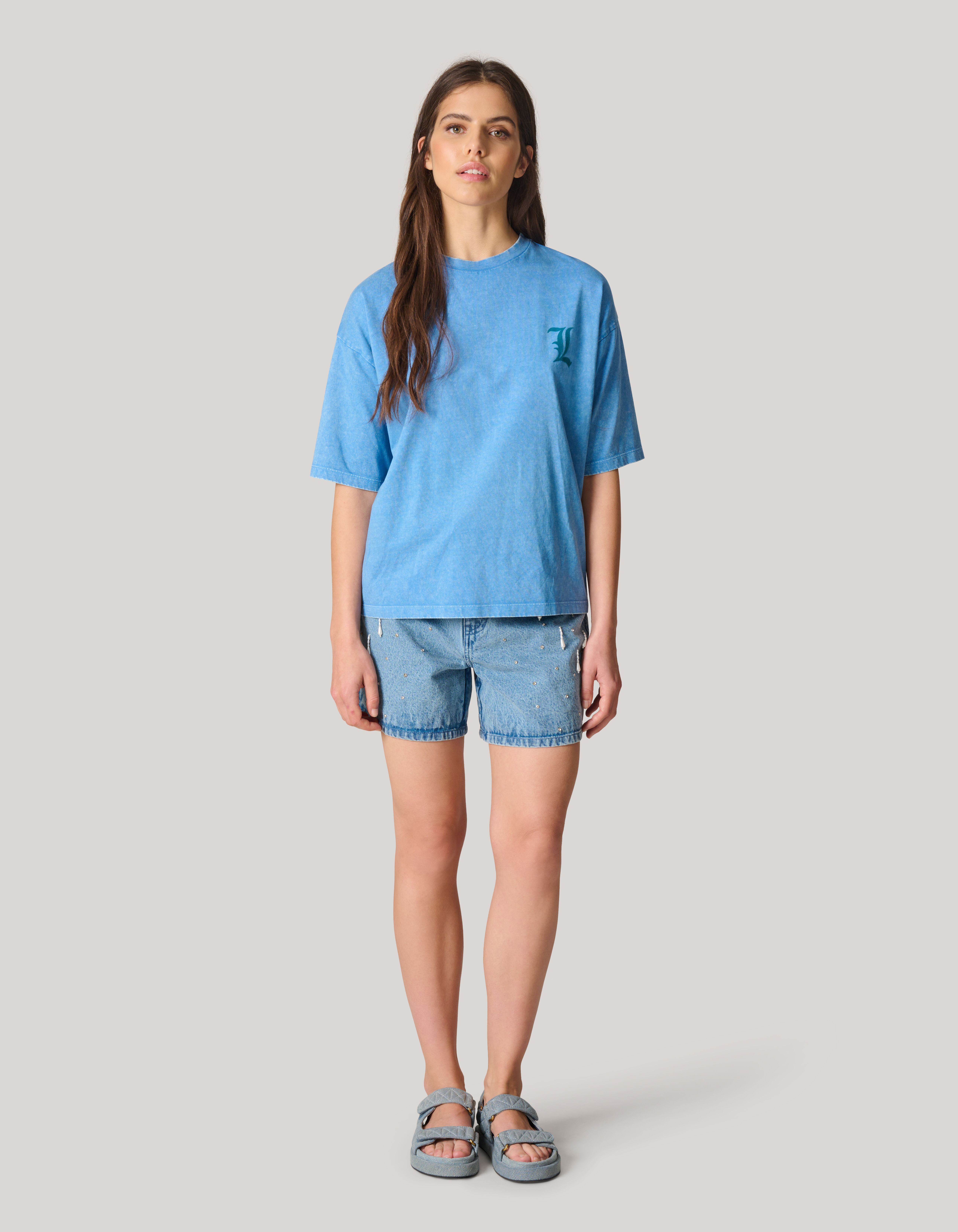 Oversized Washed Artwork T-shirt Blauw By Lizzy SHOEBY WOMEN