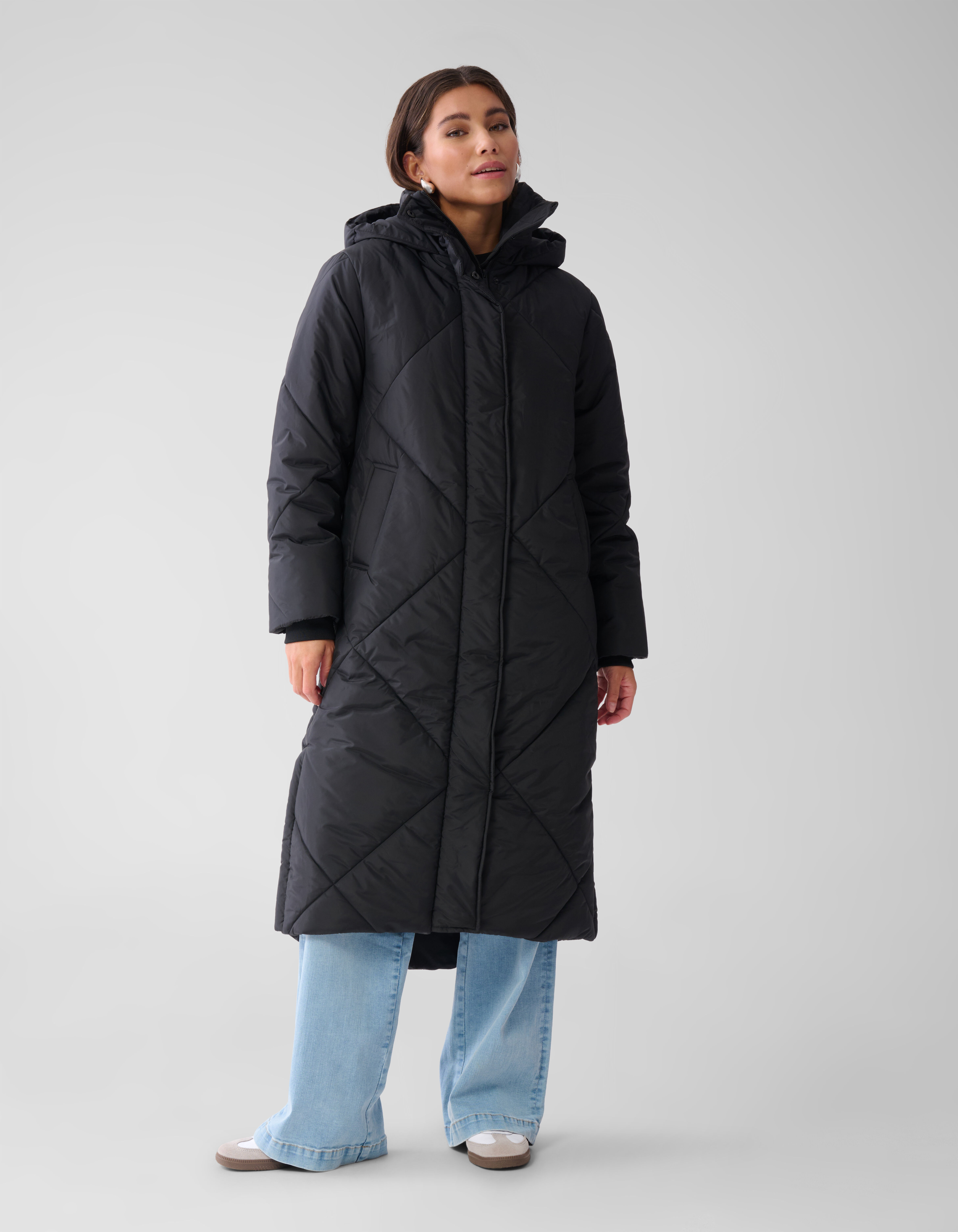 Long Puffer Jas Zwart SHOEBY WOMEN