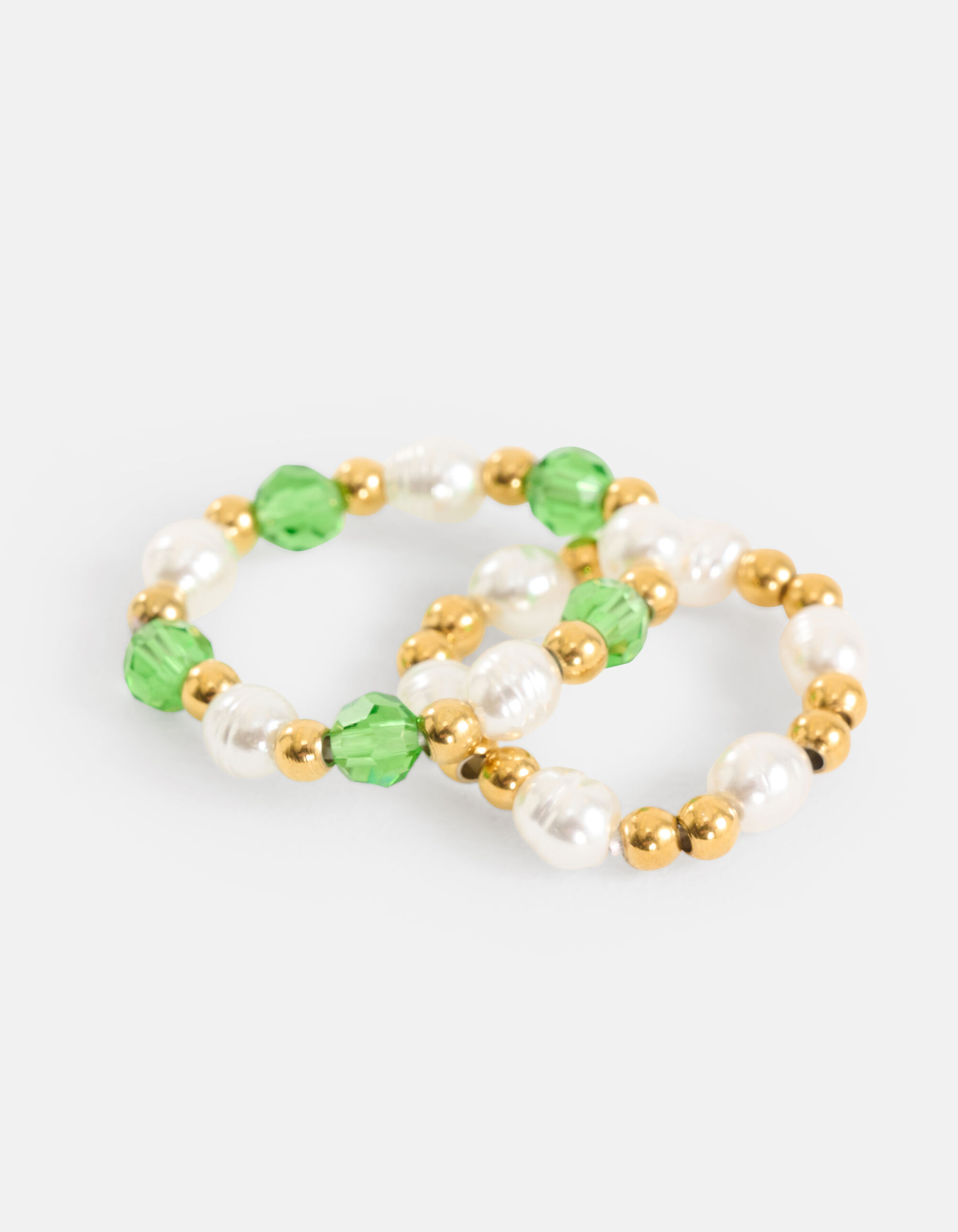 Beaded Parel Ring Set Groen SHOEBY ACCESSOIRES