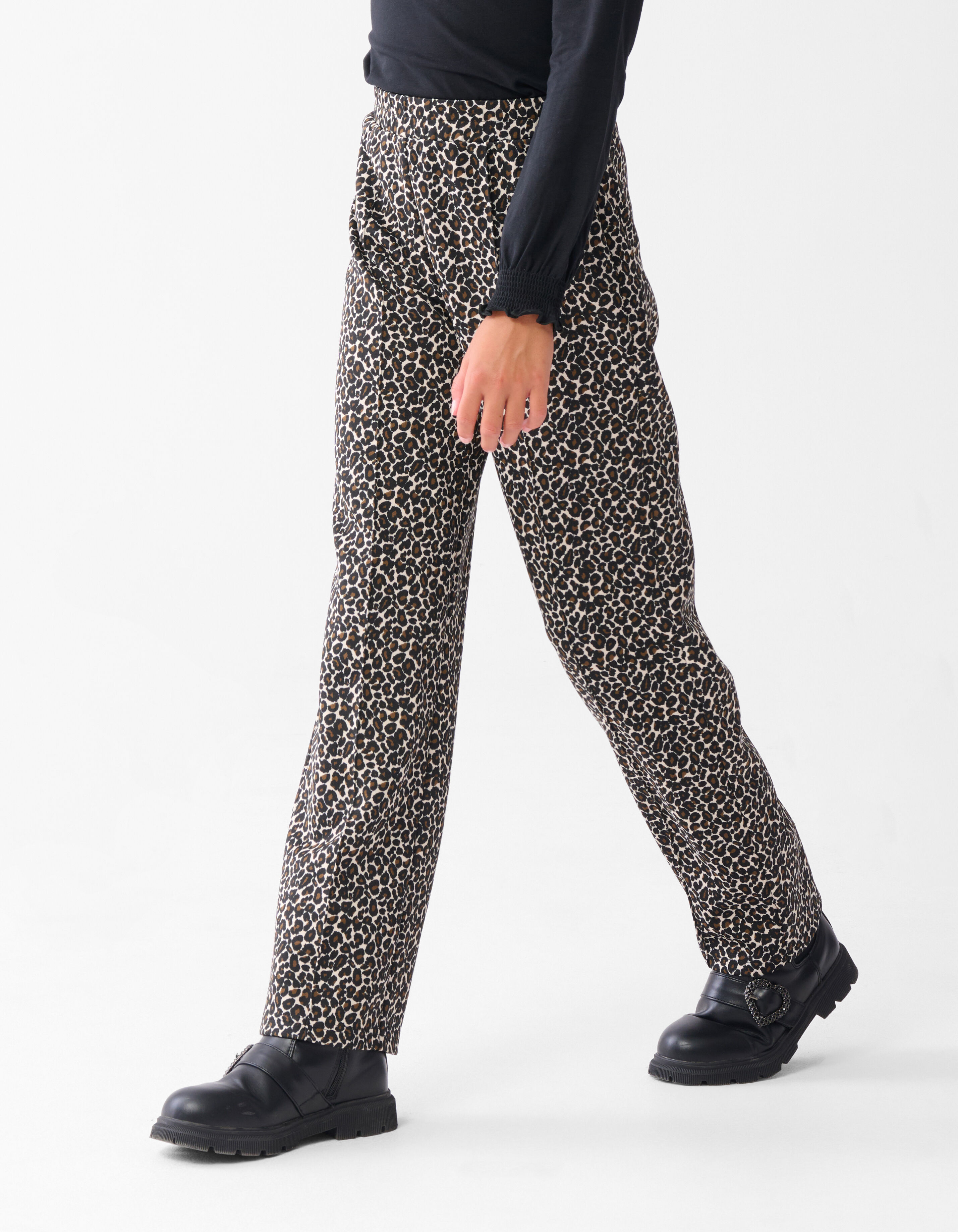 Leopard Wide Leg Broek Bruin SHOEBY GIRLS