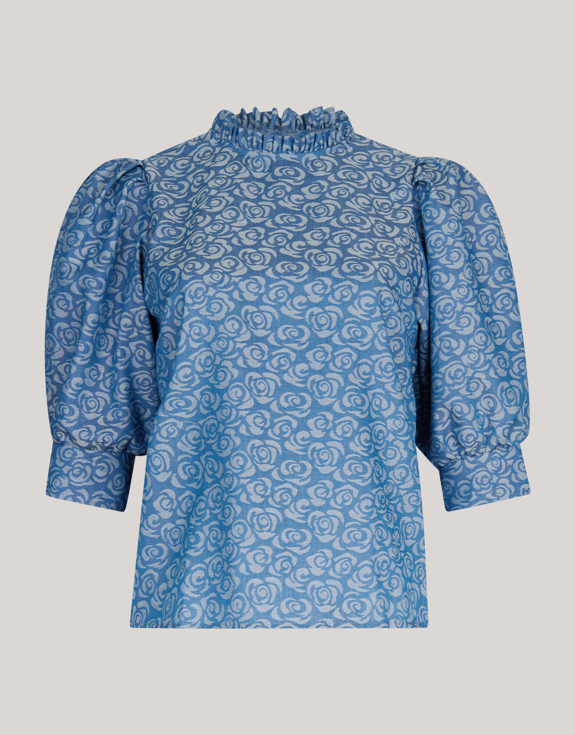 Denim Printed Top Blauw SHOEBY WOMEN