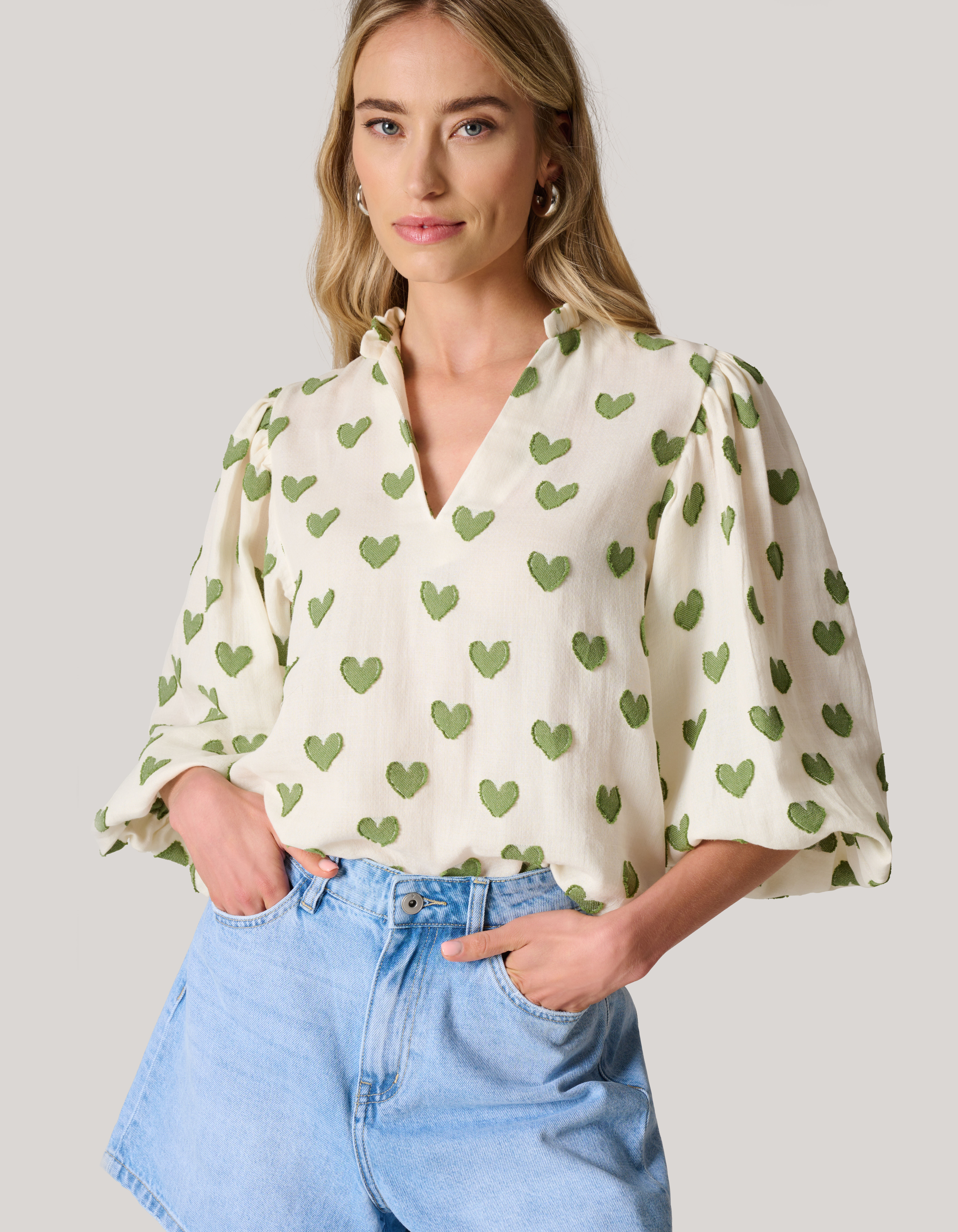 Heart Blouse Gebroken Wit SHOEBY WOMEN