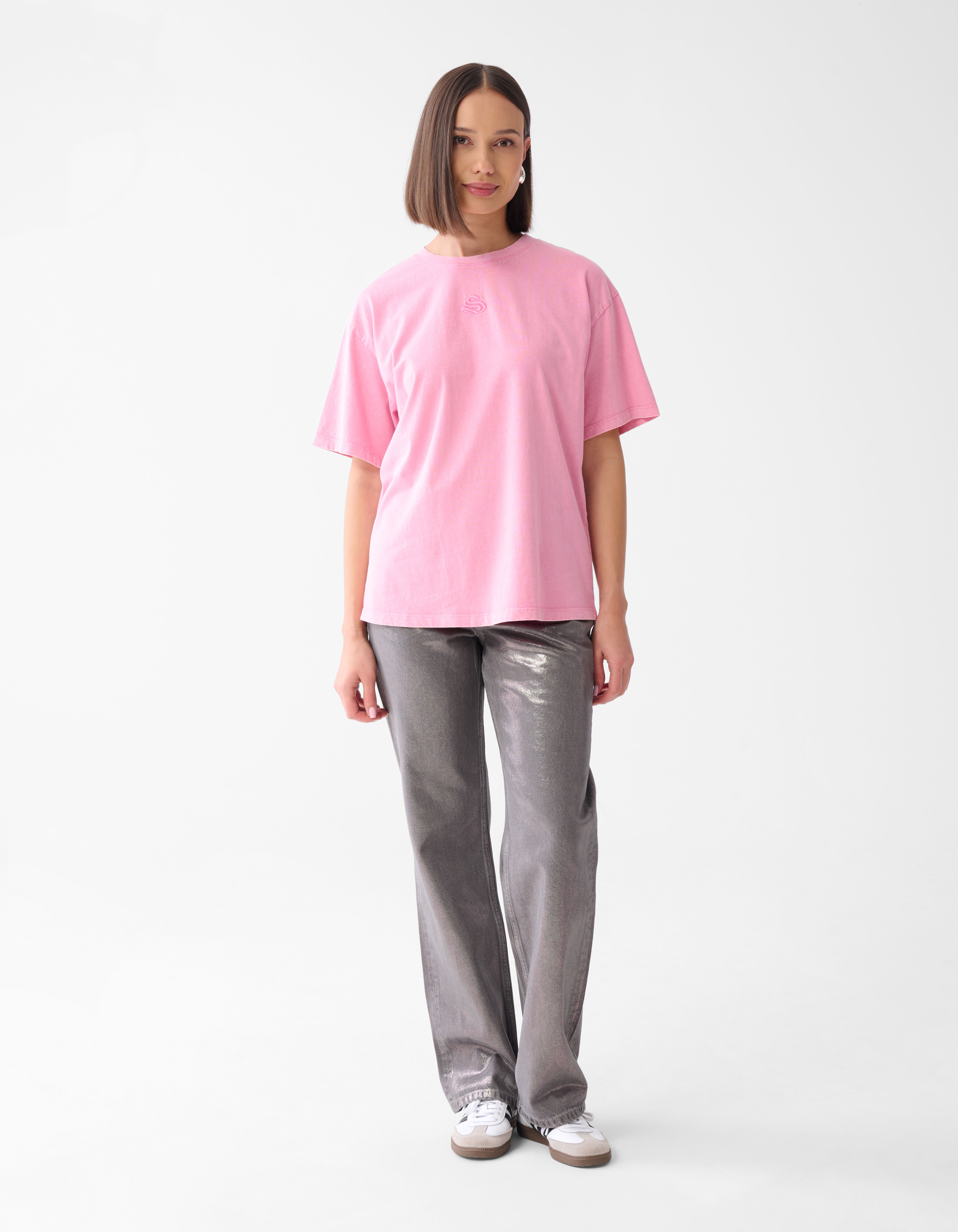 Washed Logo T-shirt Roze SHOEBY WOMEN