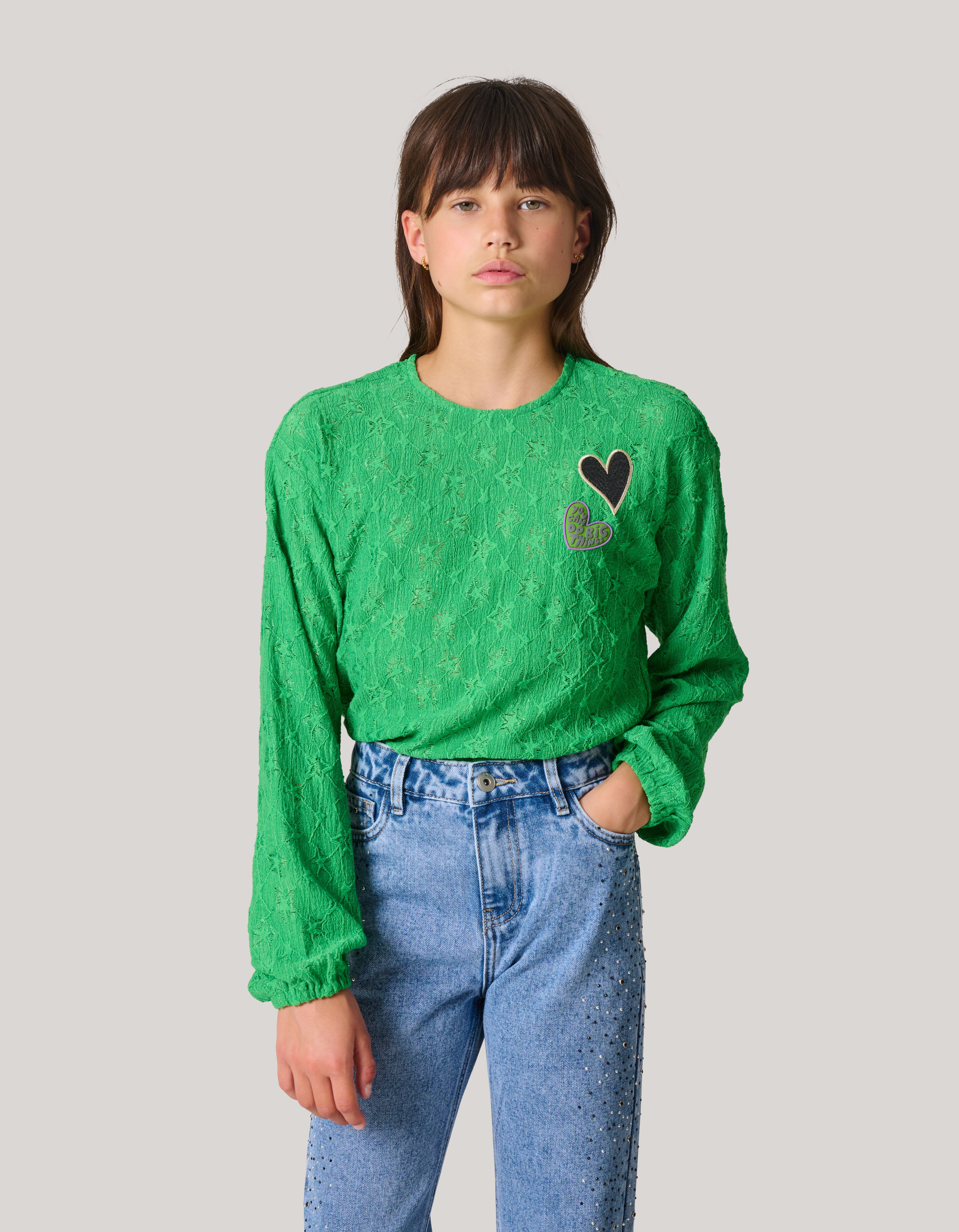 Structuur Longsleeve Groen SHOEBY GIRLS