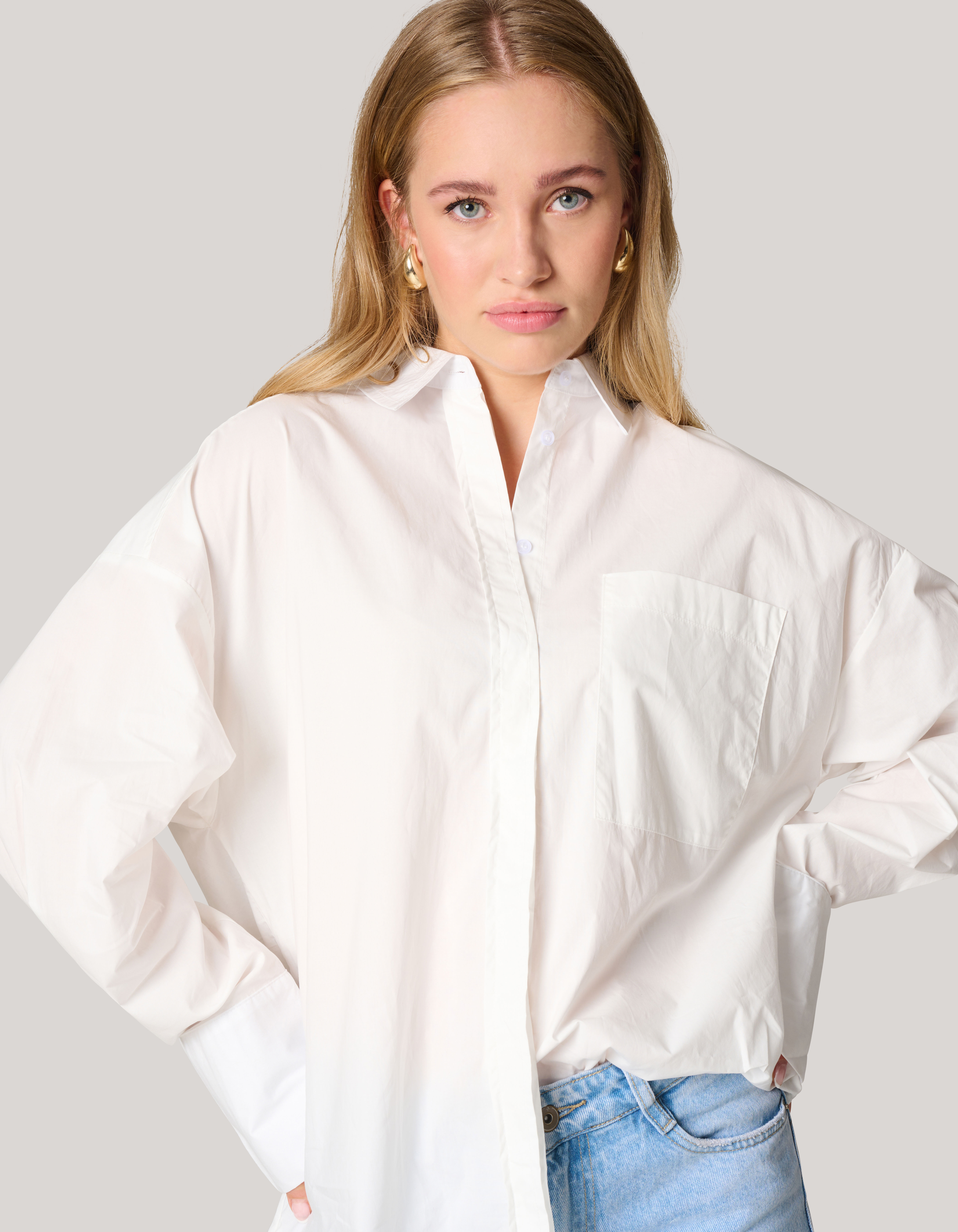 Poplin Blouse Wit SHOEBY WOMEN