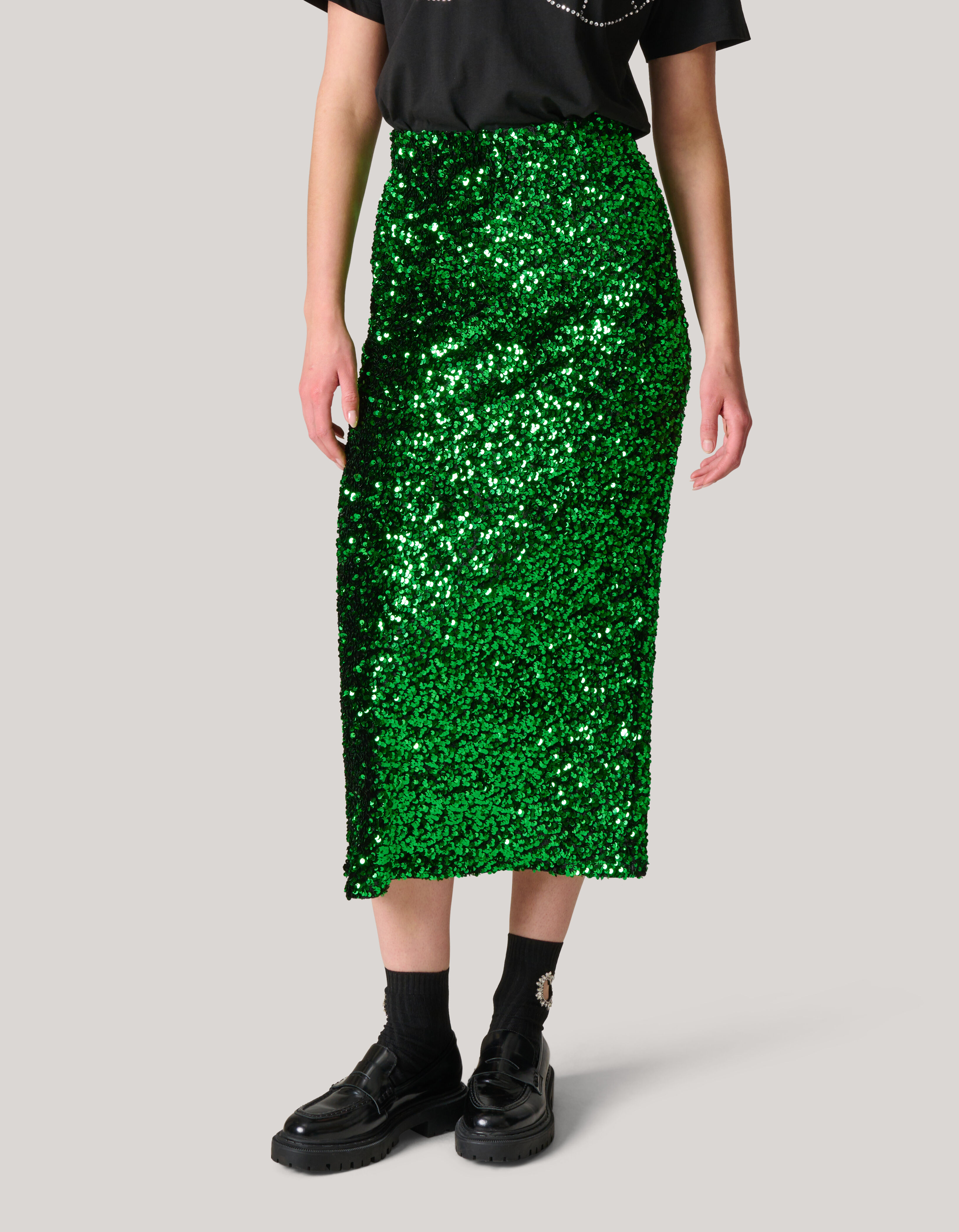 Pailetten Maxi Rok Groen SHOEBY WOMEN