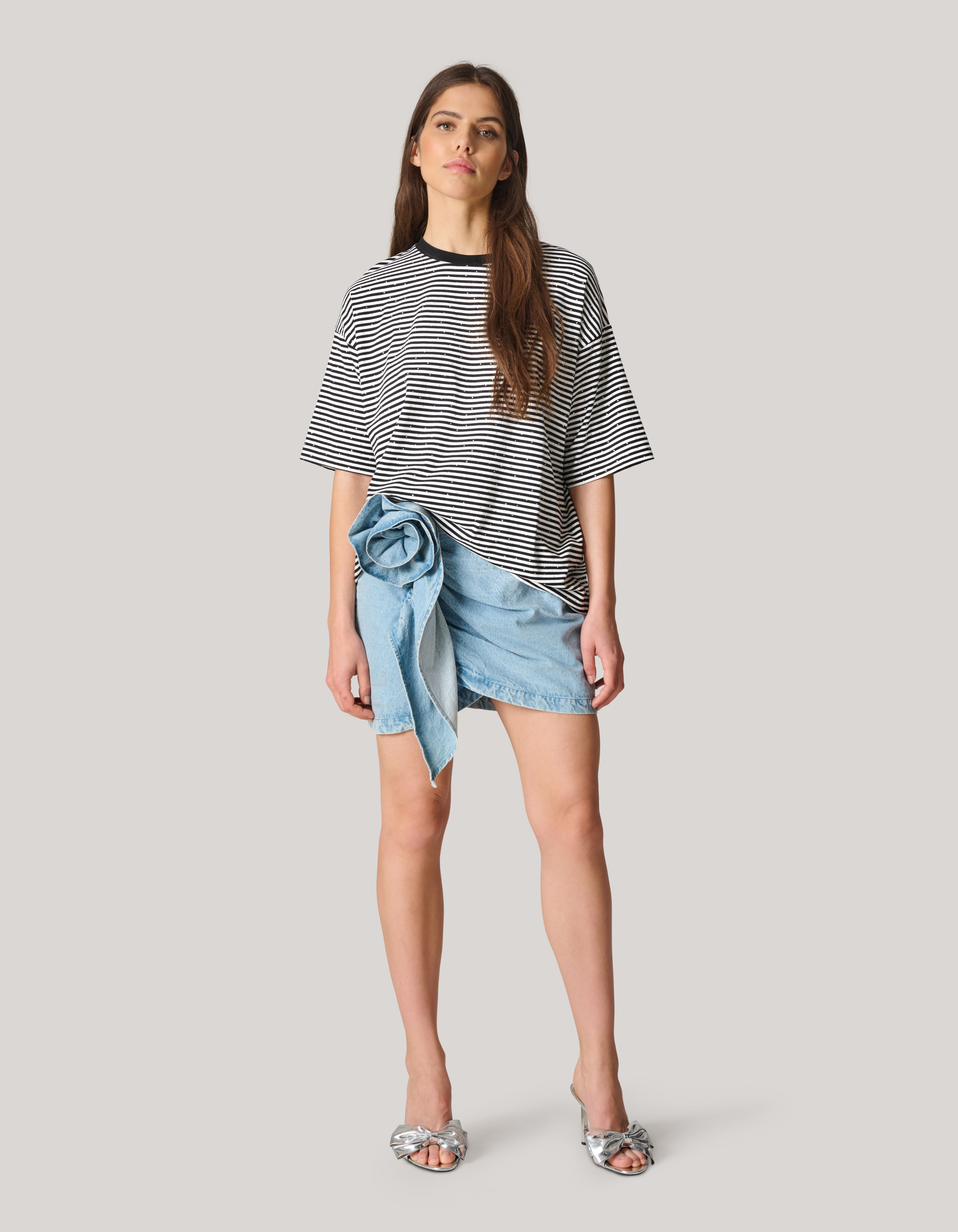 Oversized Gestreept Strass T-shirt By Lizzy SHOEBY WOMEN