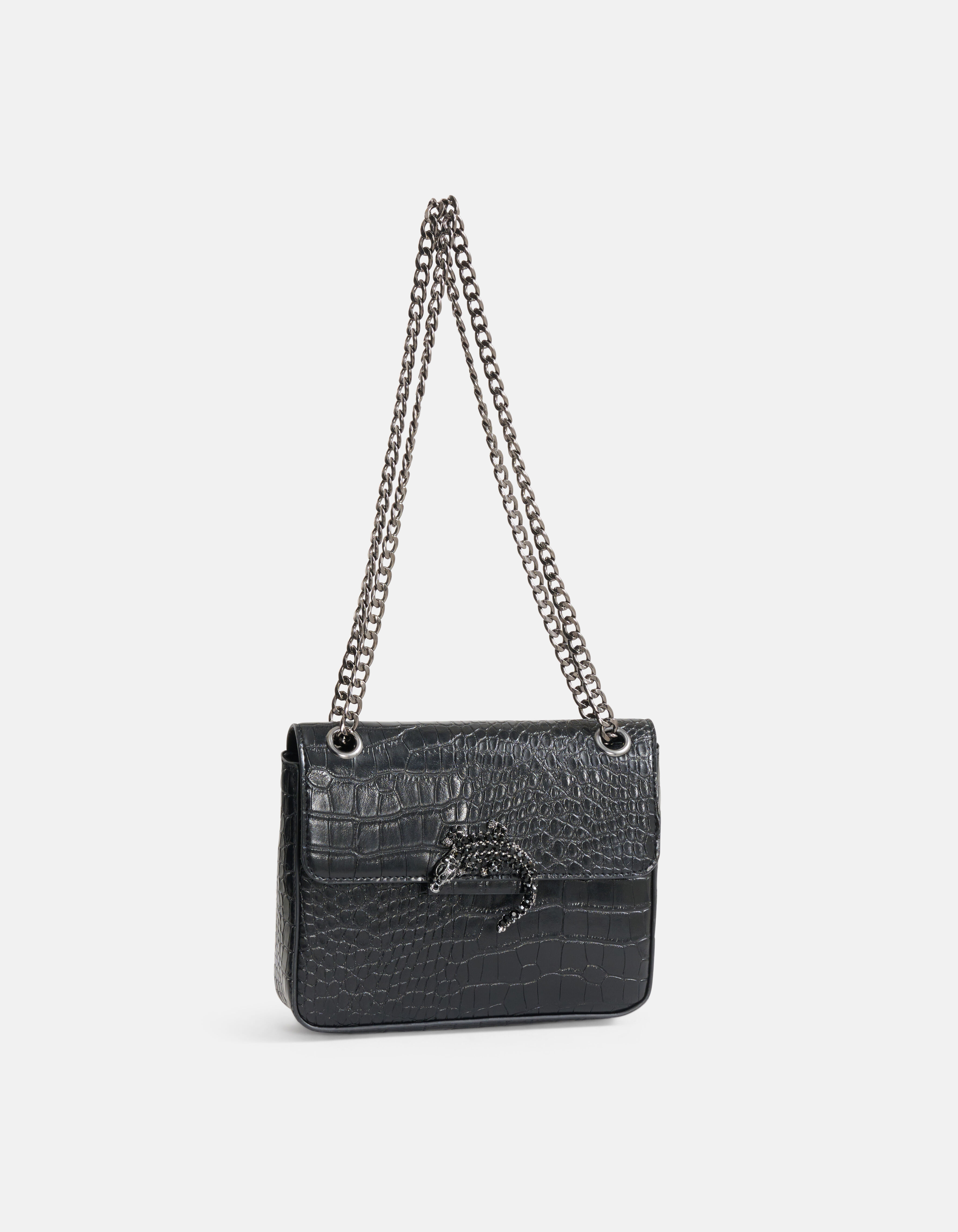 Zwarte cheap croco tas