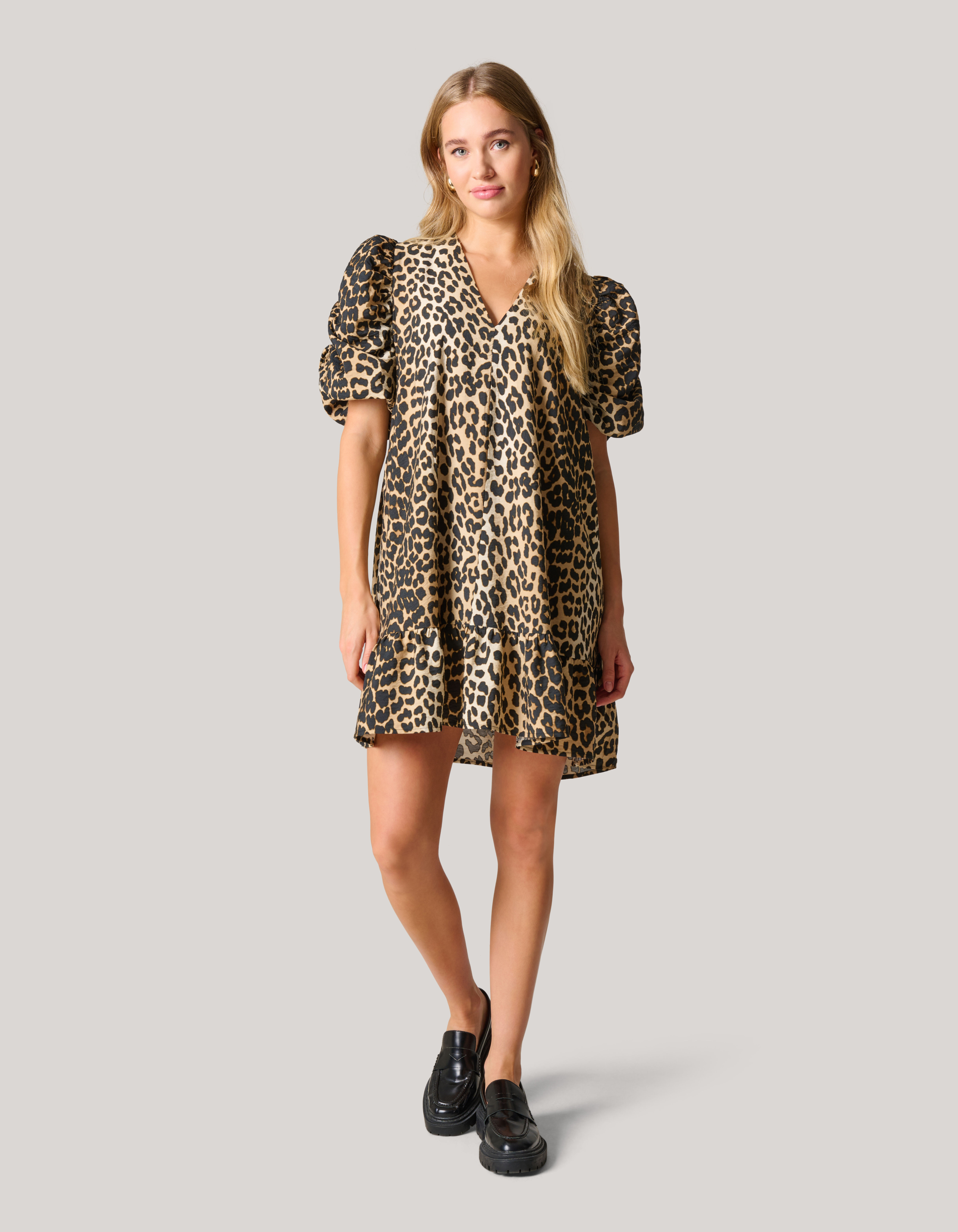 Leopard Pofmouwen Mini Jurk SHOEBY WOMEN