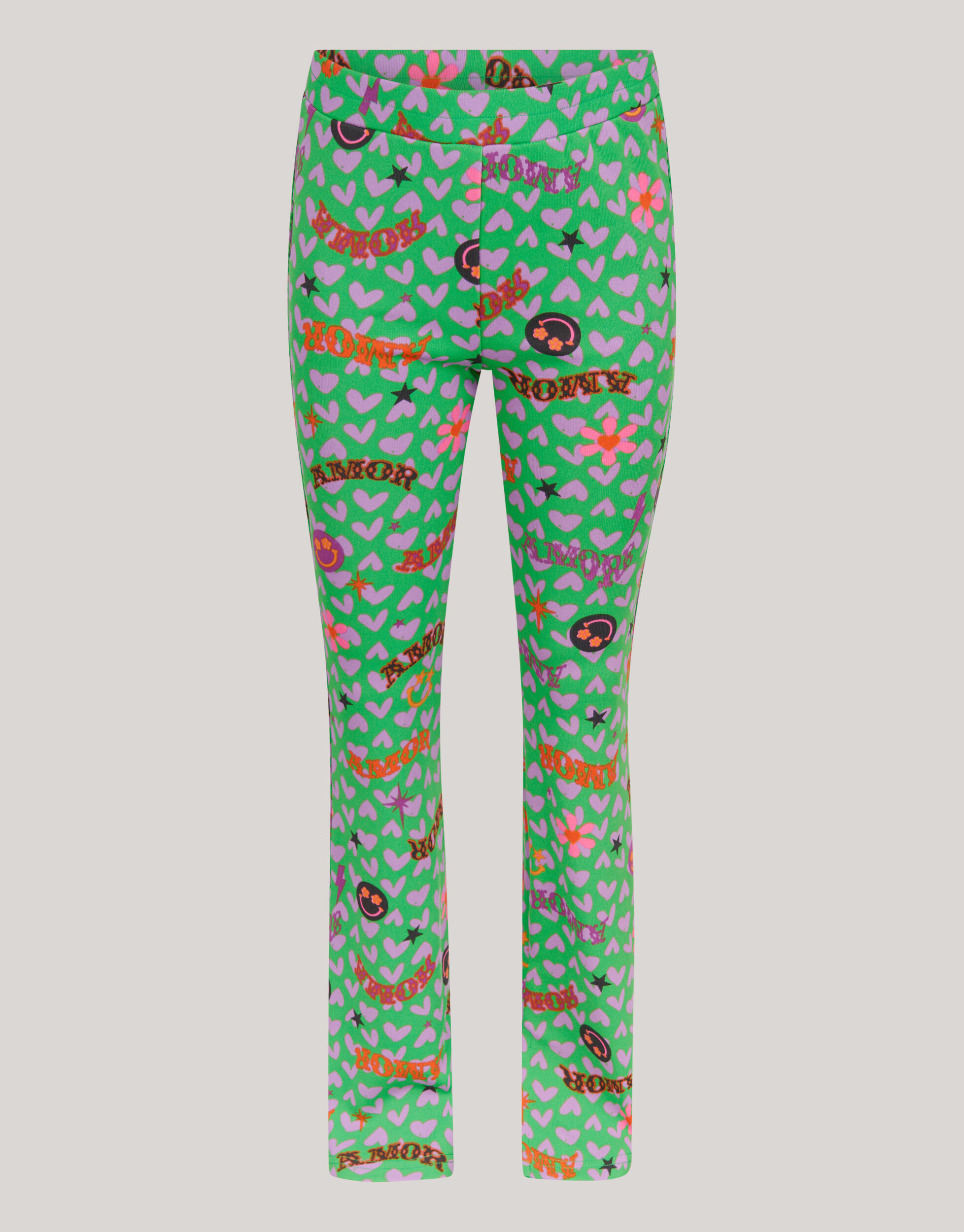 Printed Rib Flared Legging Groen SHOEBY GIRLS