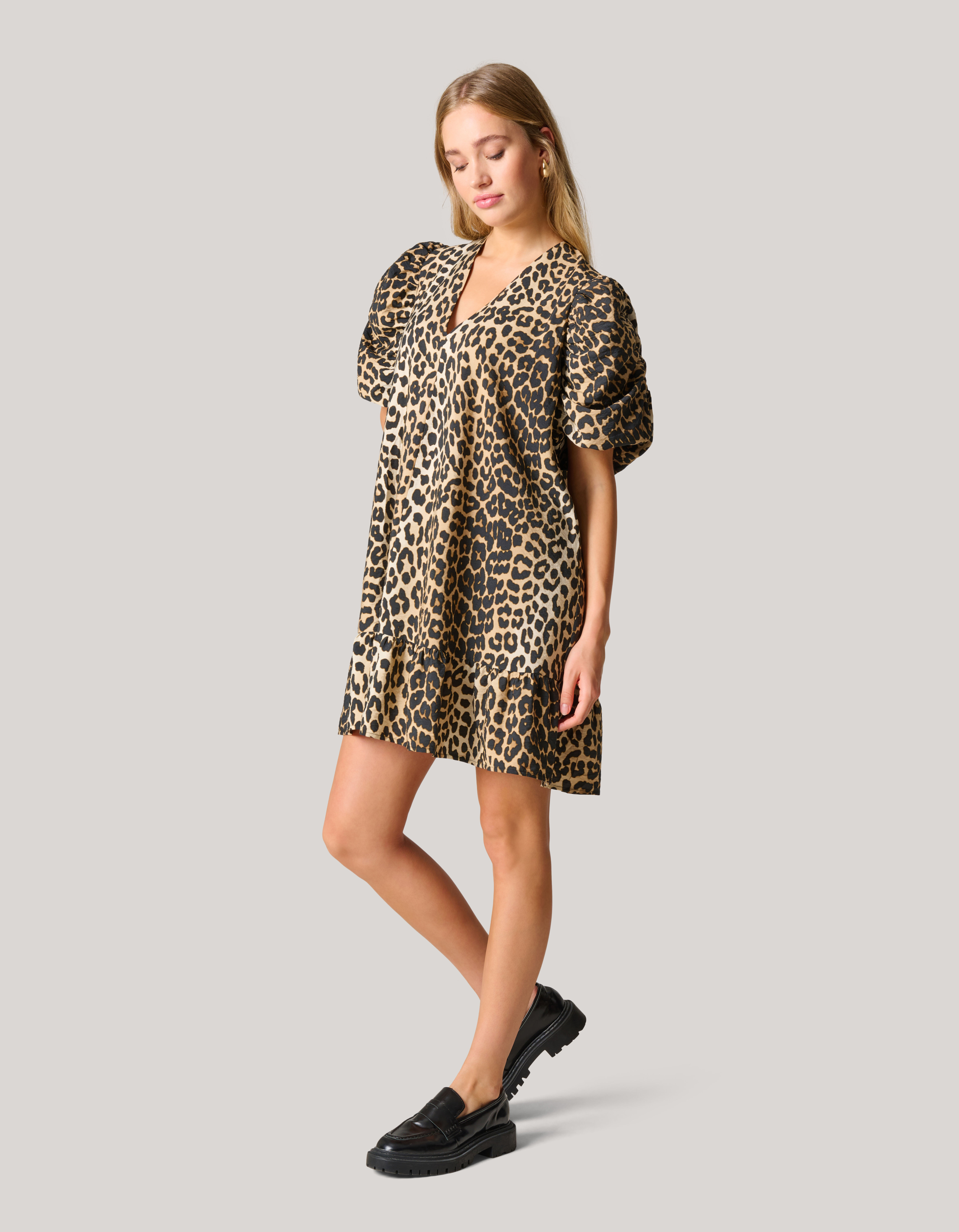 Leopard Pofmouwen Mini Jurk SHOEBY WOMEN