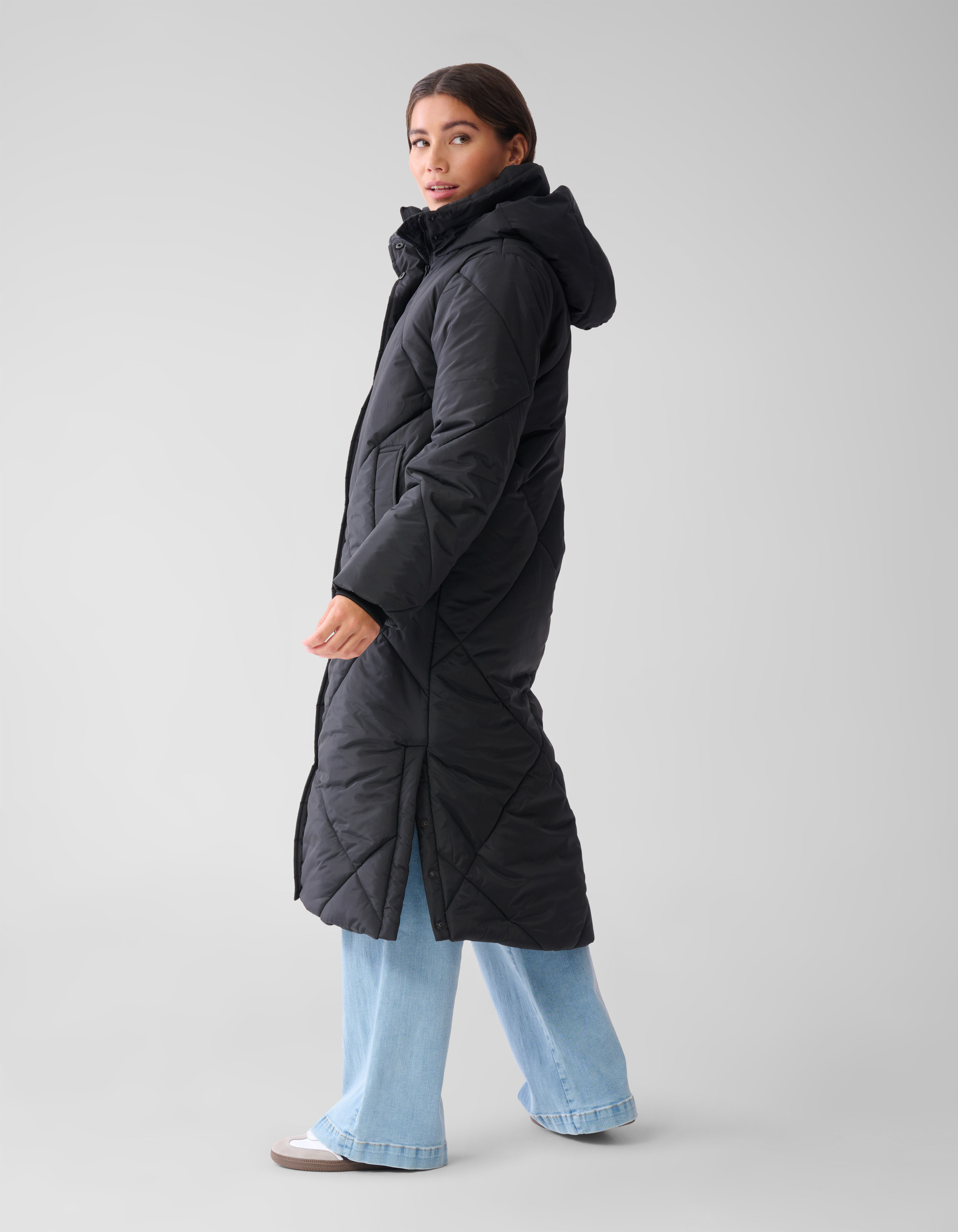 Long Puffer Jas Zwart SHOEBY WOMEN