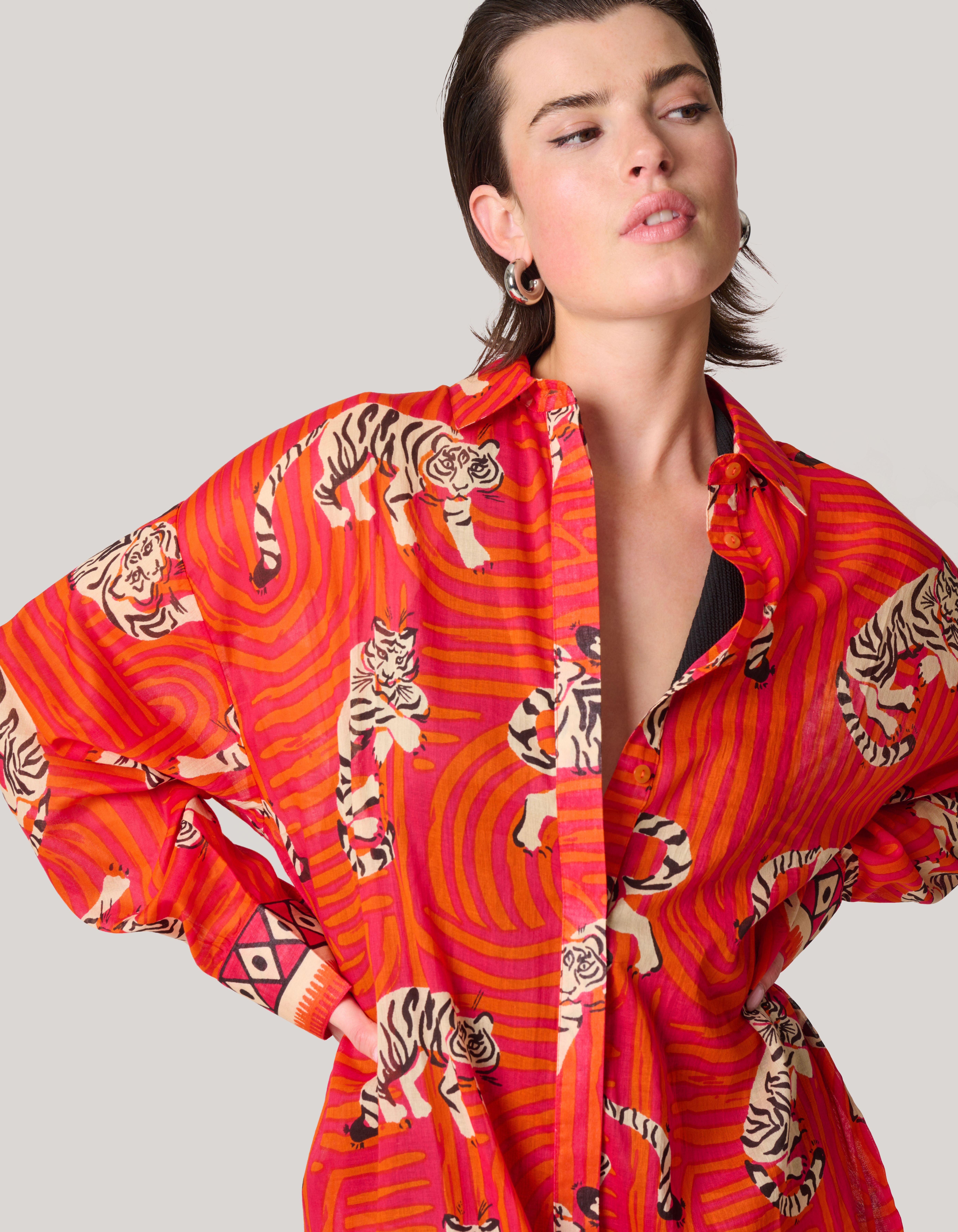 Printed Beach Blouse Rood SHOEBY WOMEN