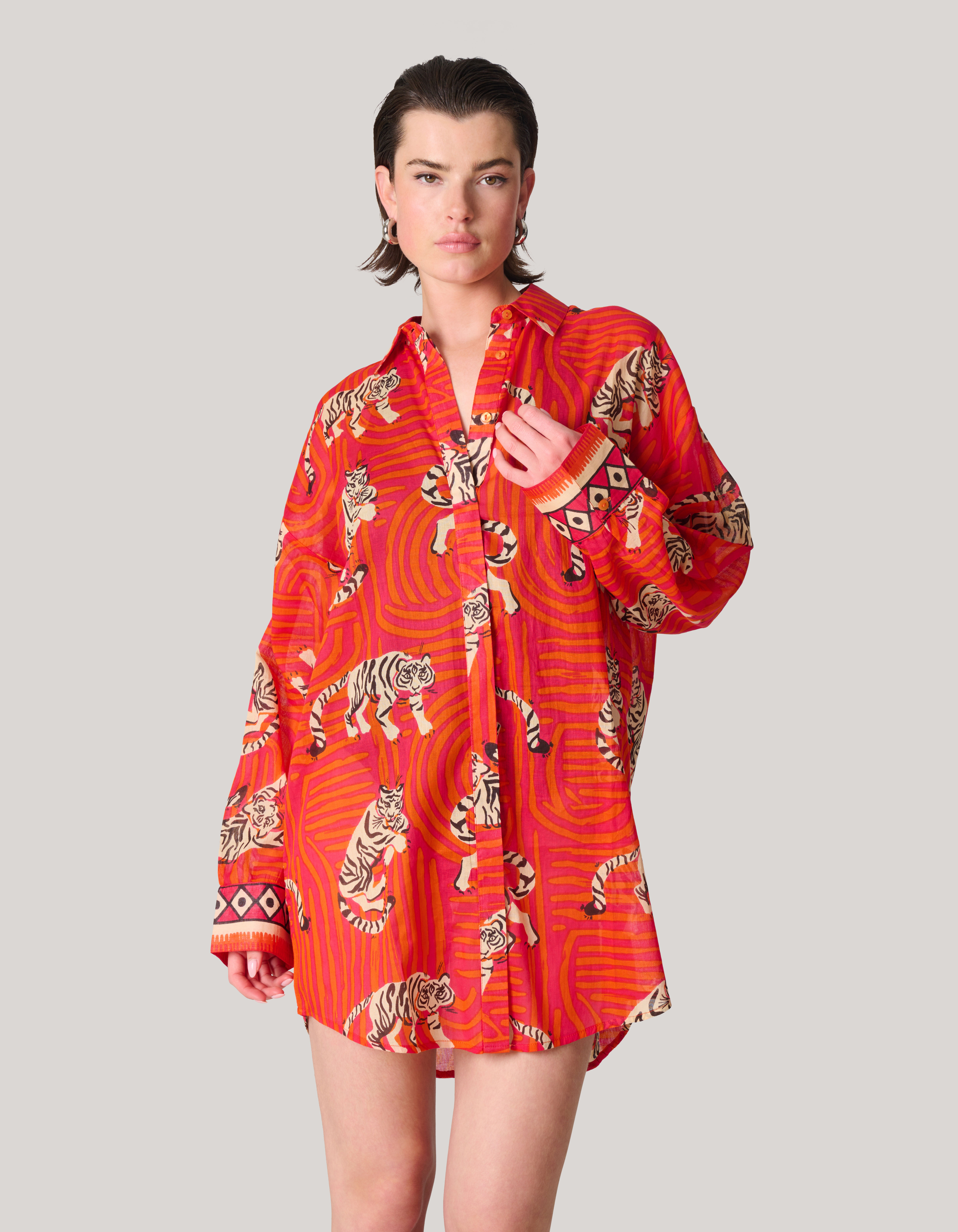 Printed Beach Blouse Rood SHOEBY WOMEN