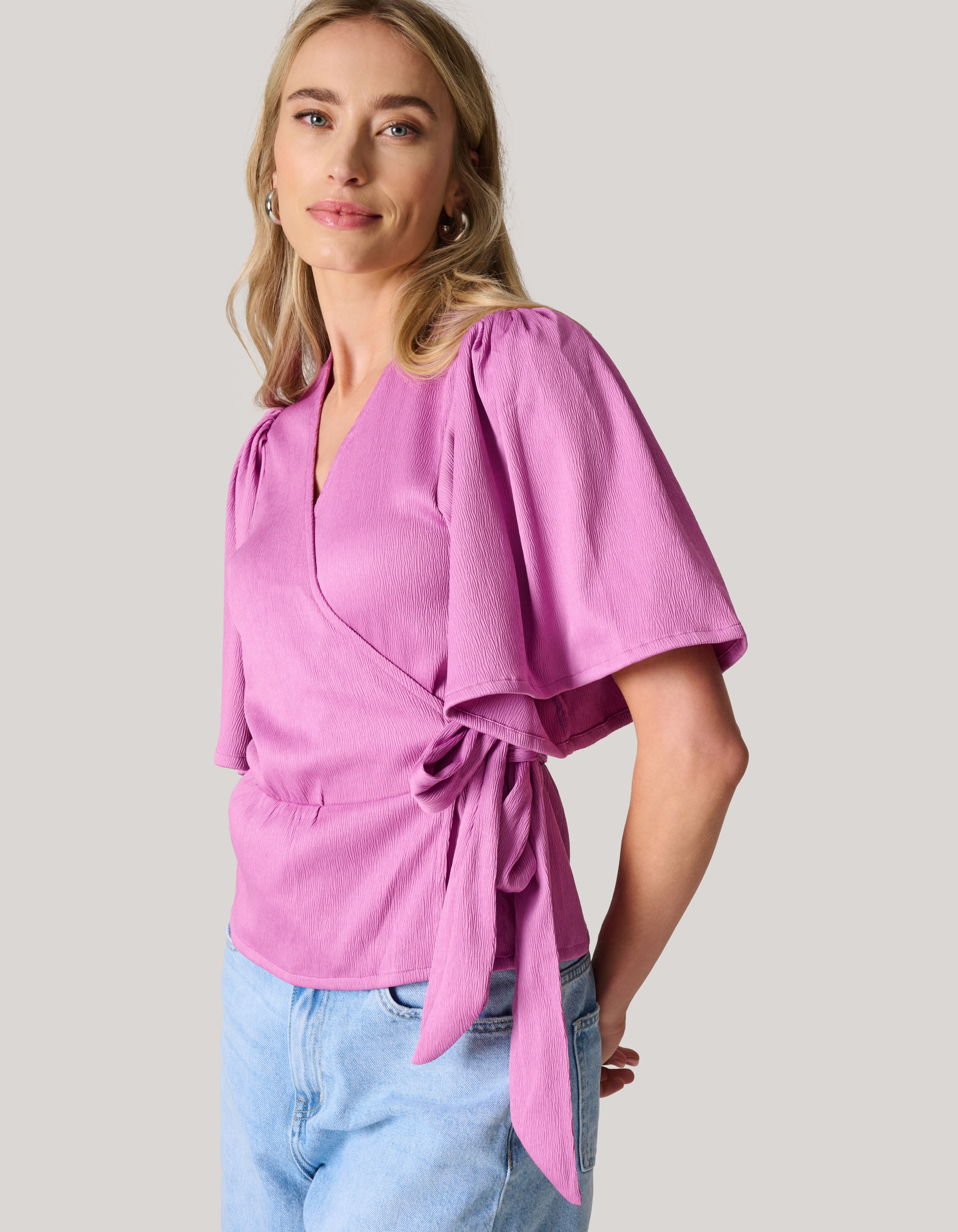 Crinkle Wrap Top Roze SHOEBY WOMEN