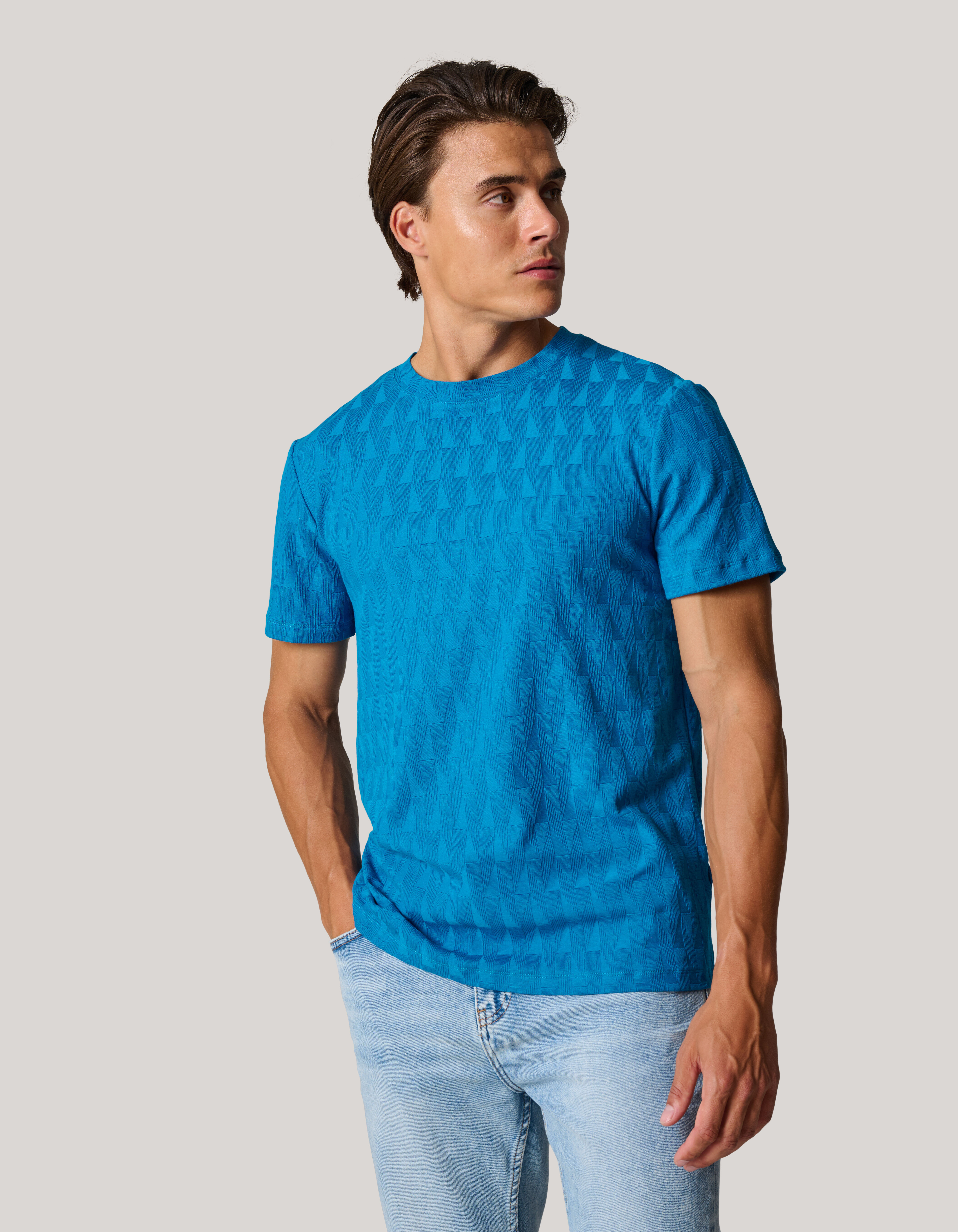 Jacquard T-shirt Blauw SHOEBY MEN