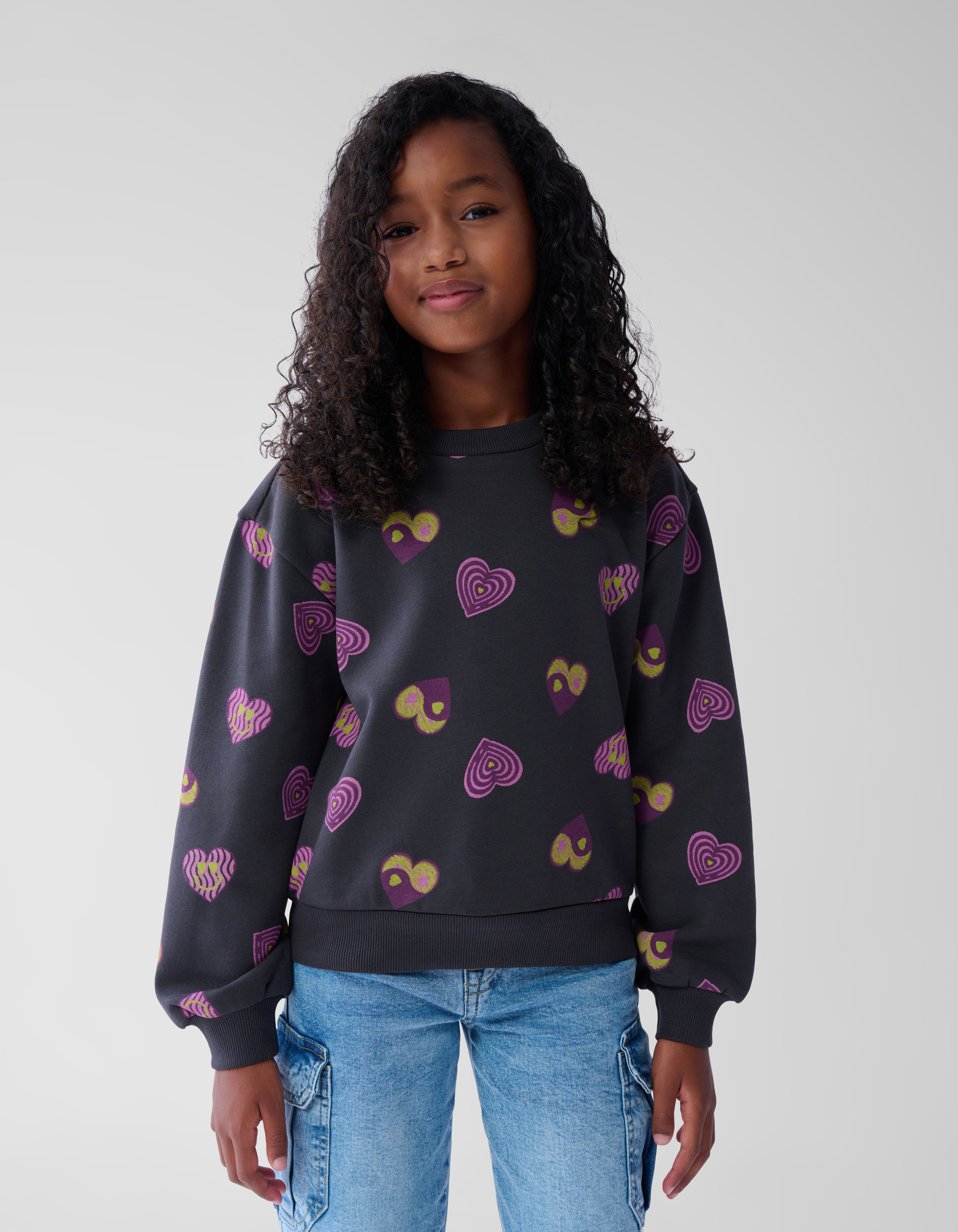 Printed Sweater Donkergrijs SHOEBY GIRLS