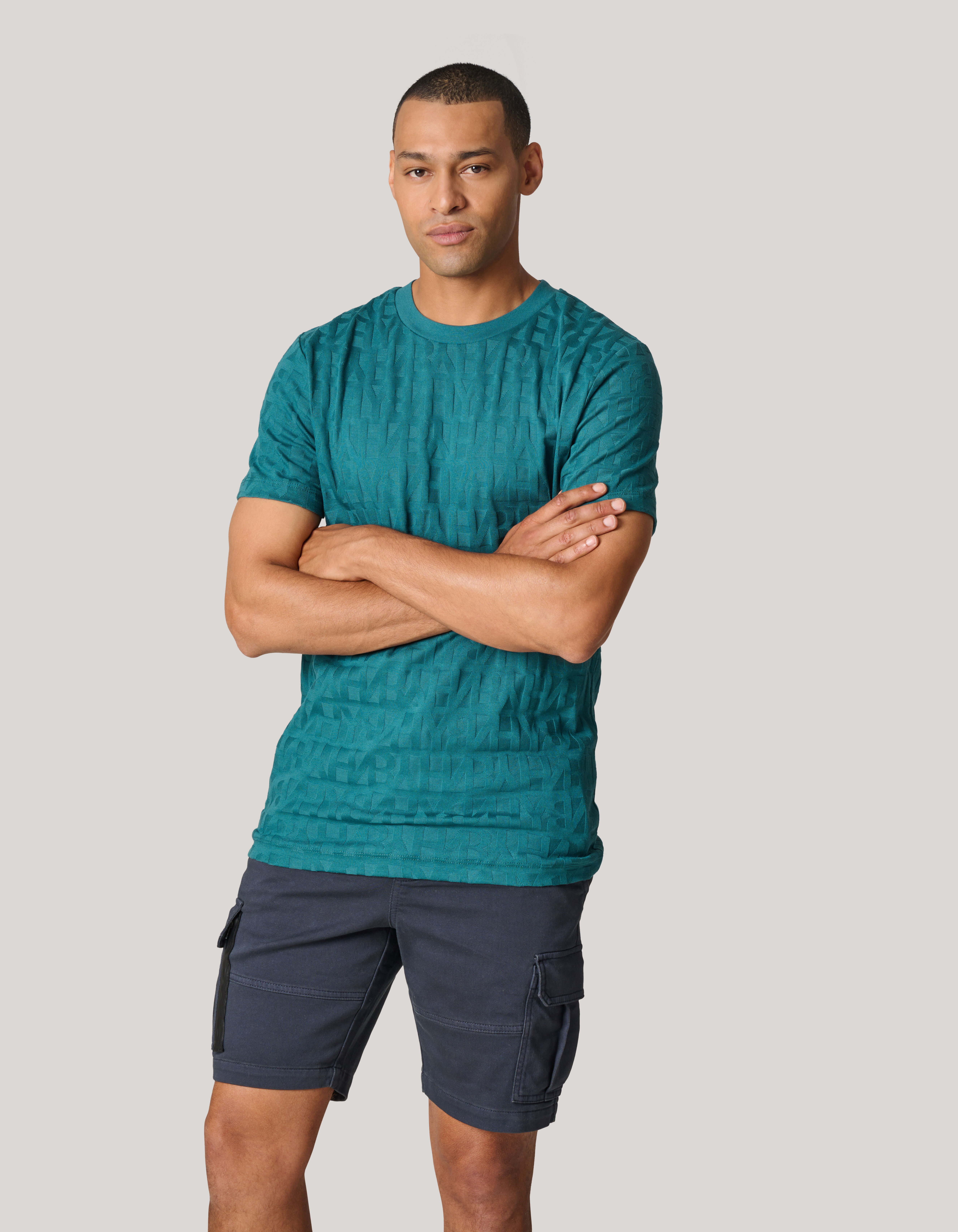 Structuur T-shirt Turquoise SHOEBY MEN