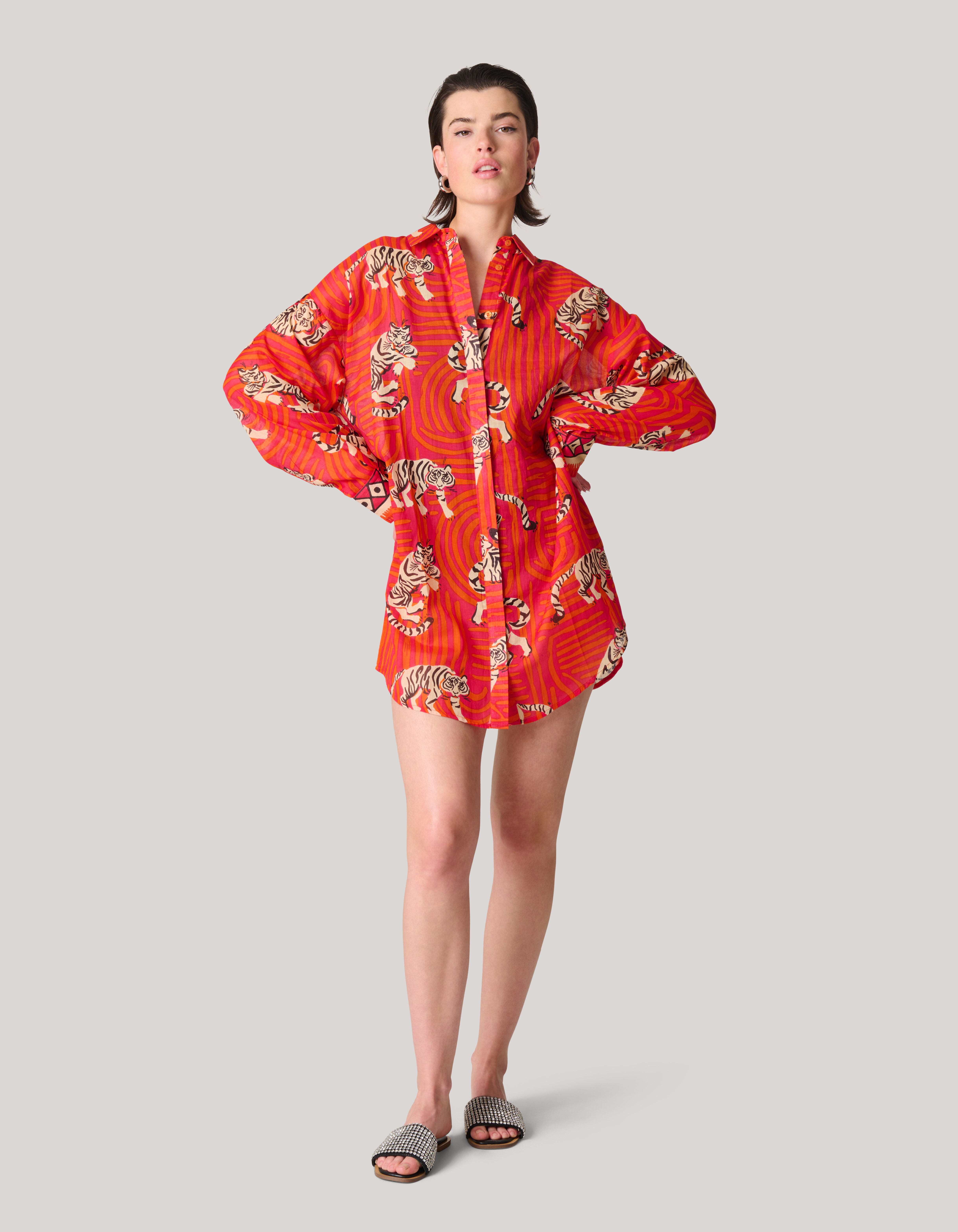 Printed Beach Blouse Rood SHOEBY WOMEN