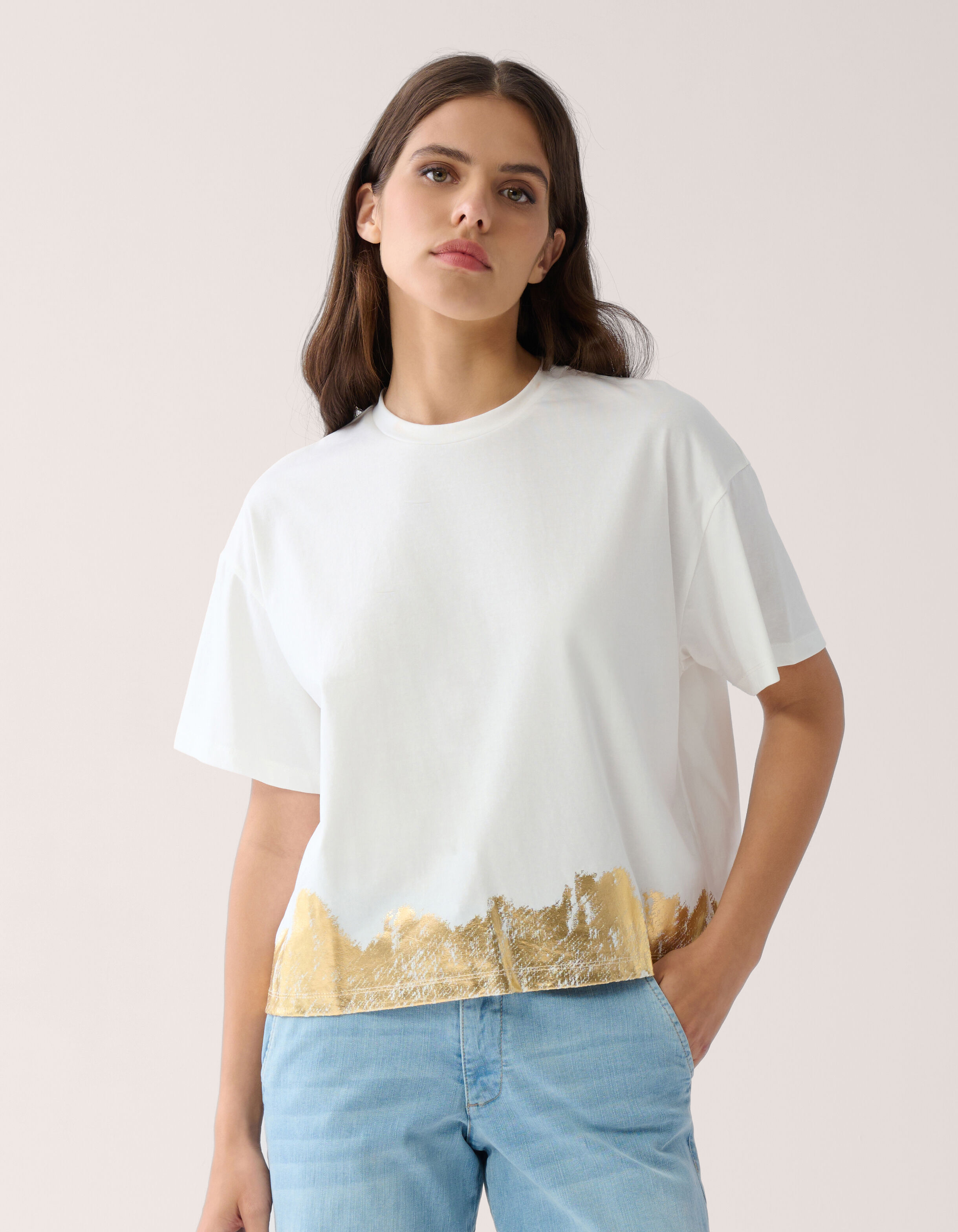 Goud Detail T-shirt Gebroken Wit By Mieke SHOEBY WOMEN