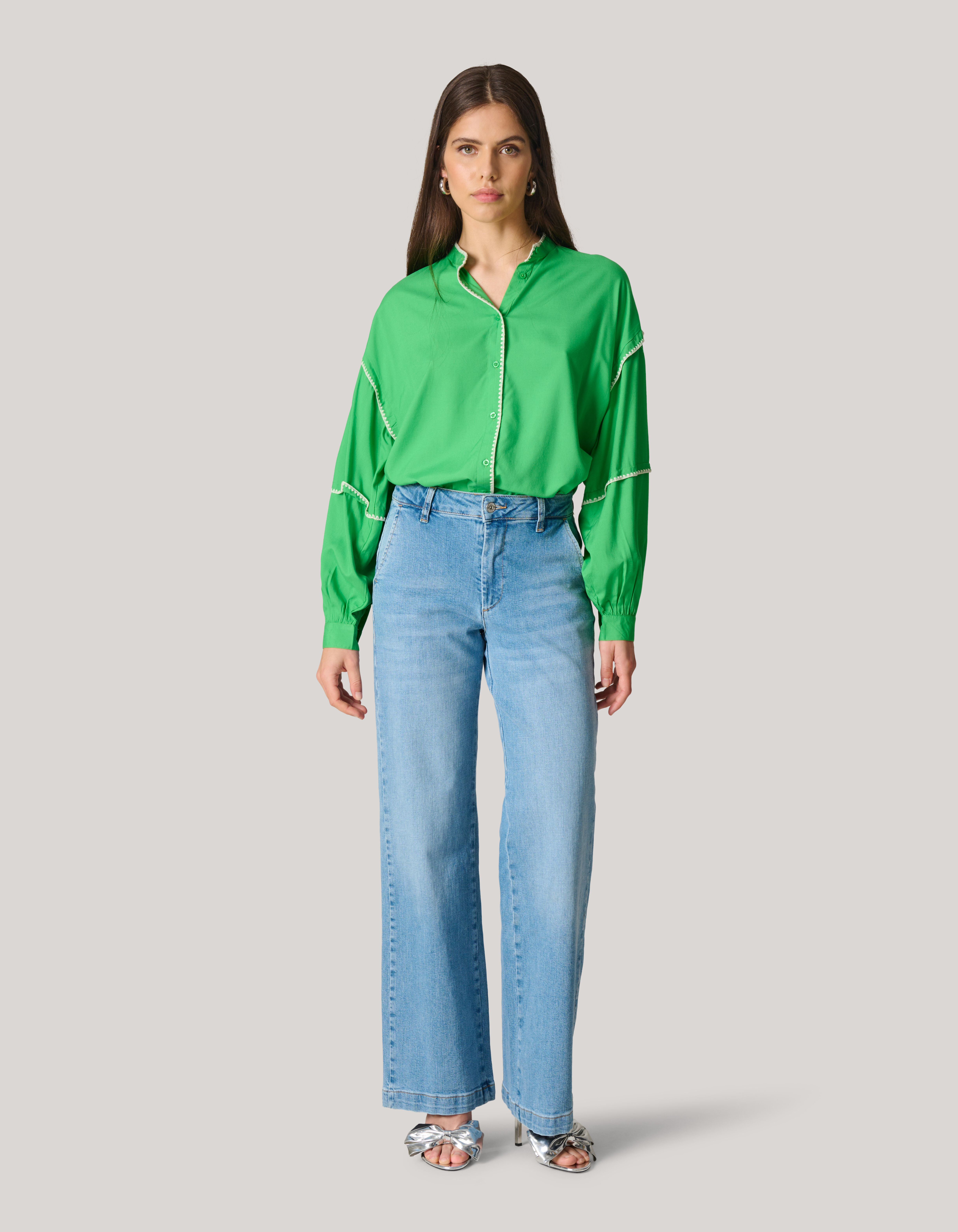 Embroidery Blouse Groen SHOEBY WOMEN