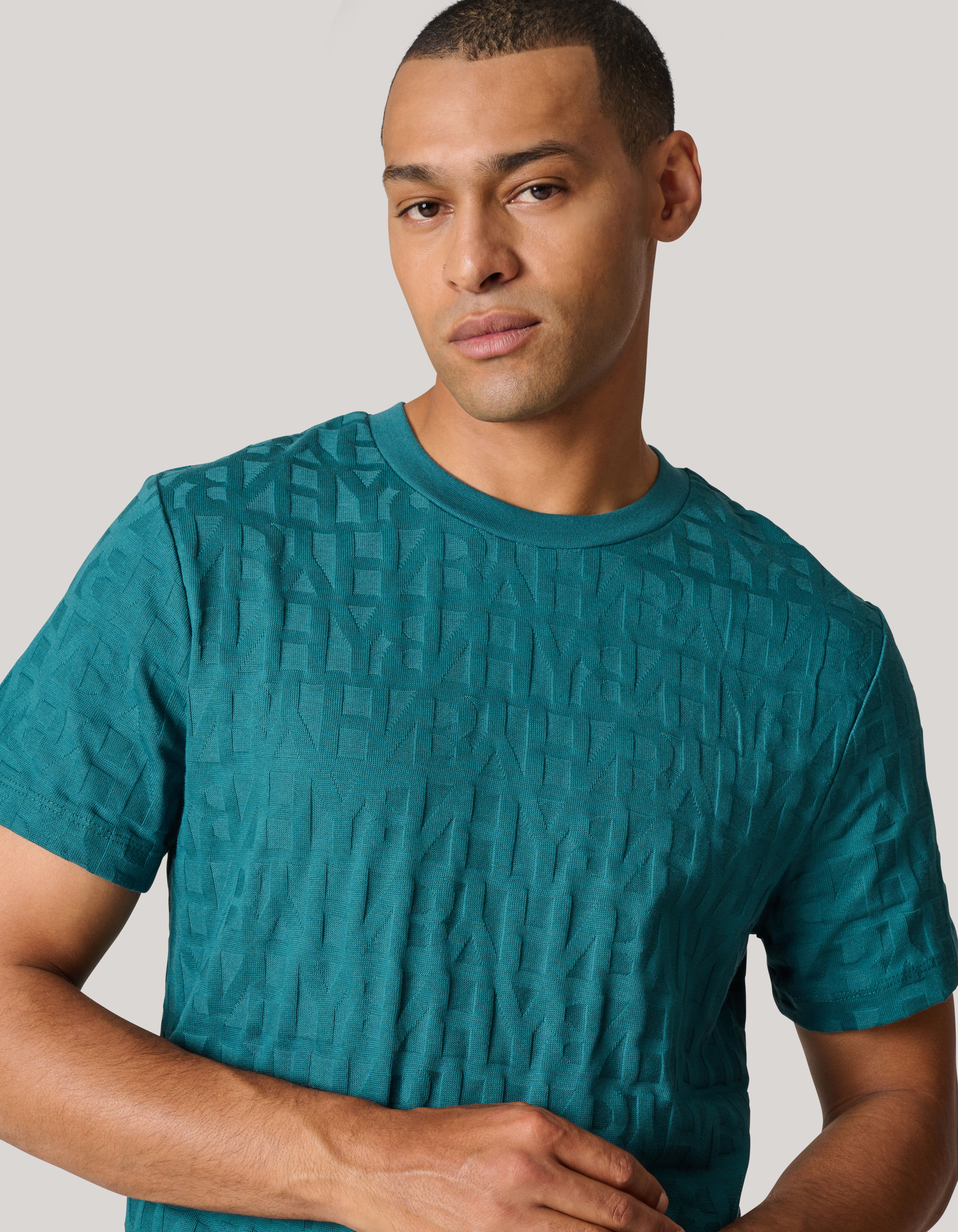 Structuur T-shirt Turquoise SHOEBY MEN