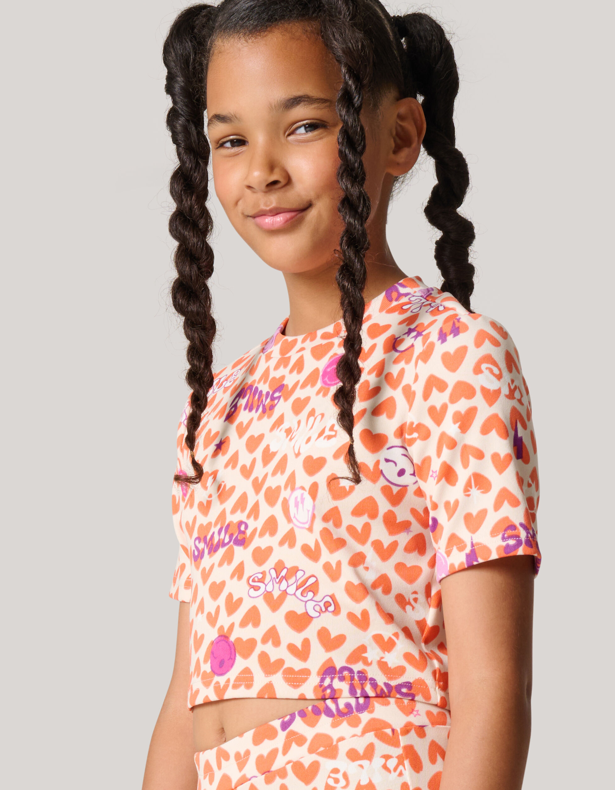 Printed Cropped Top Oranje/Gebroken Wit SHOEBY GIRLS