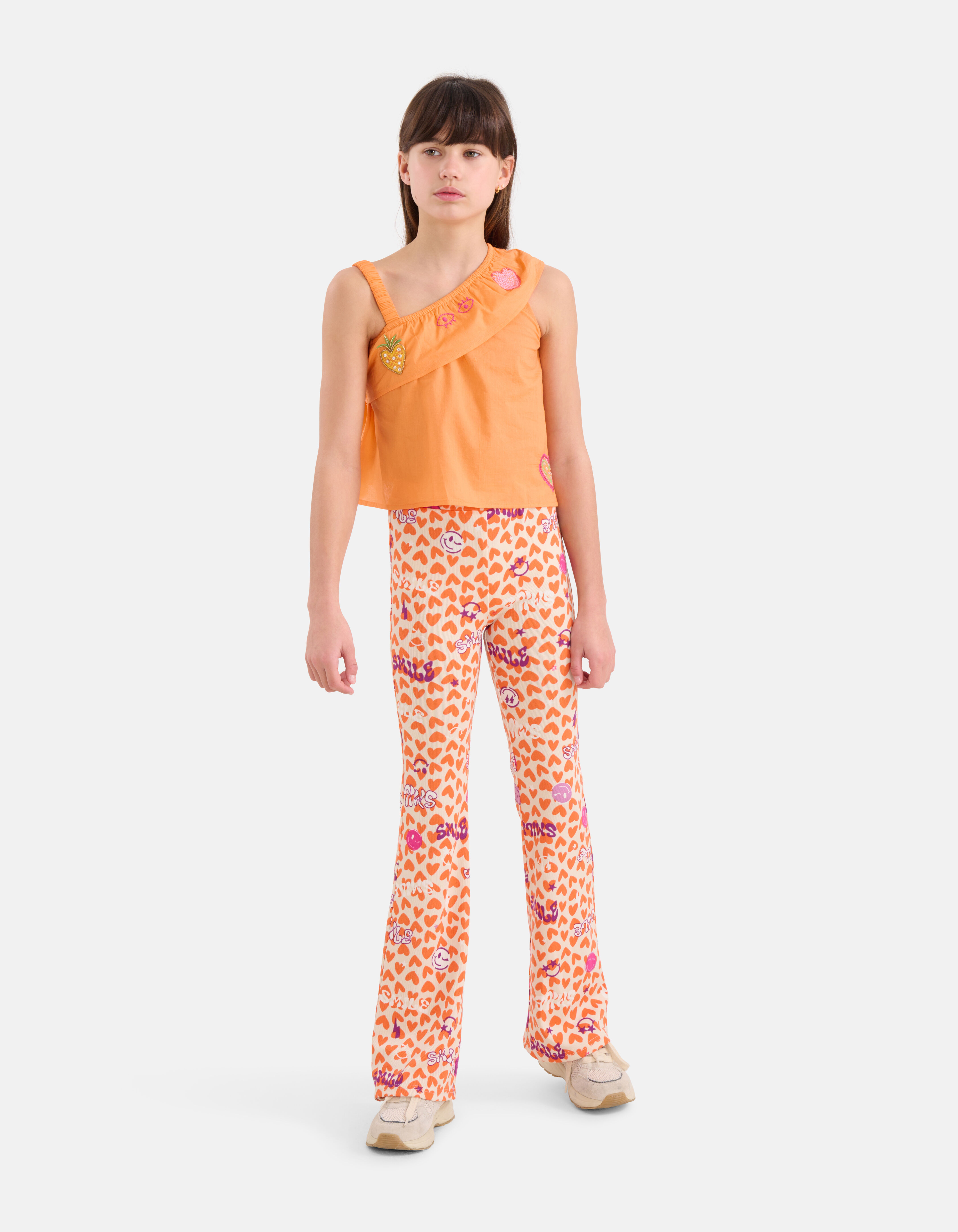 Printed Rib Flared Legging Oranje SHOEBY GIRLS