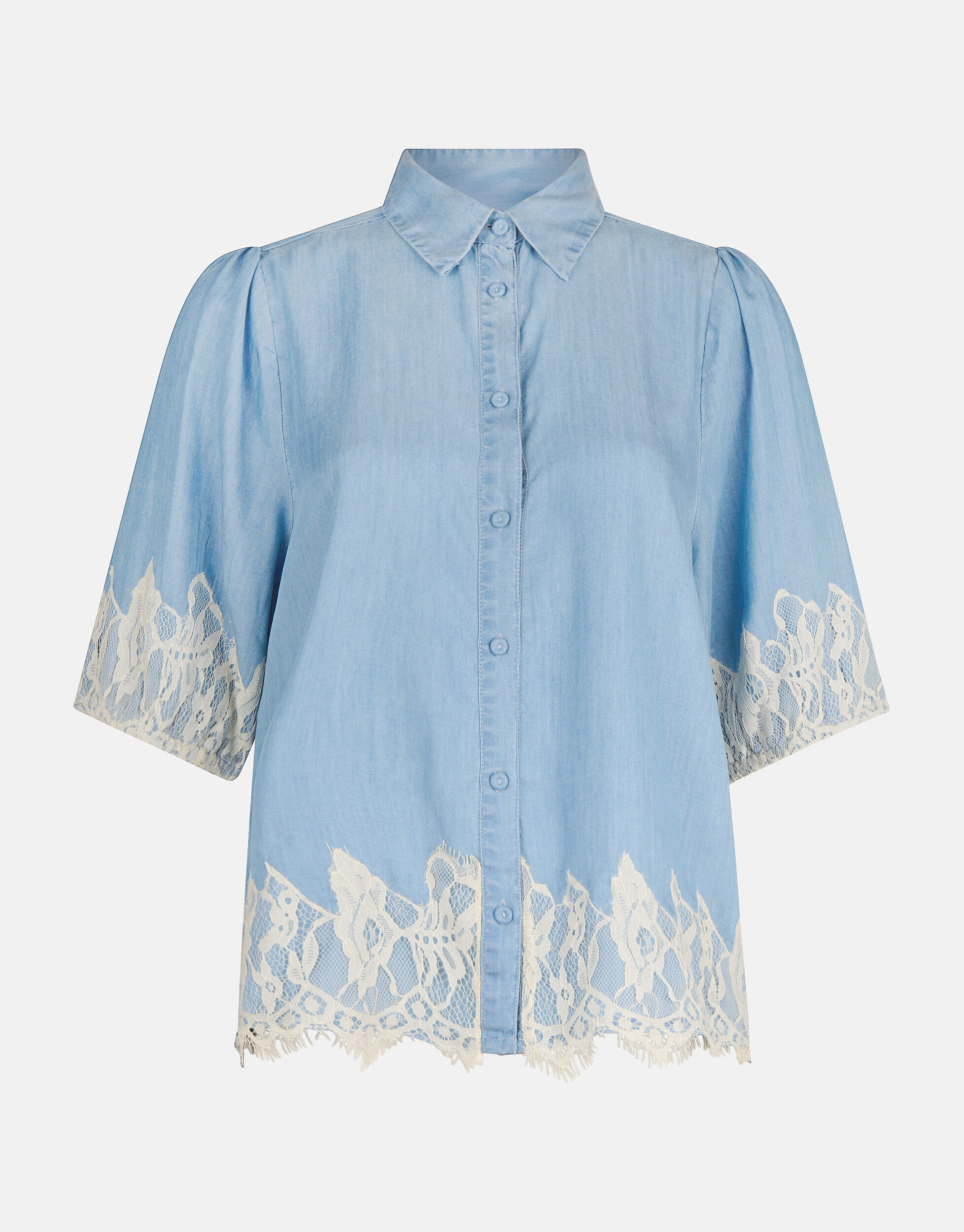 Denim Lace Top Blauw SHOEBY WOMEN