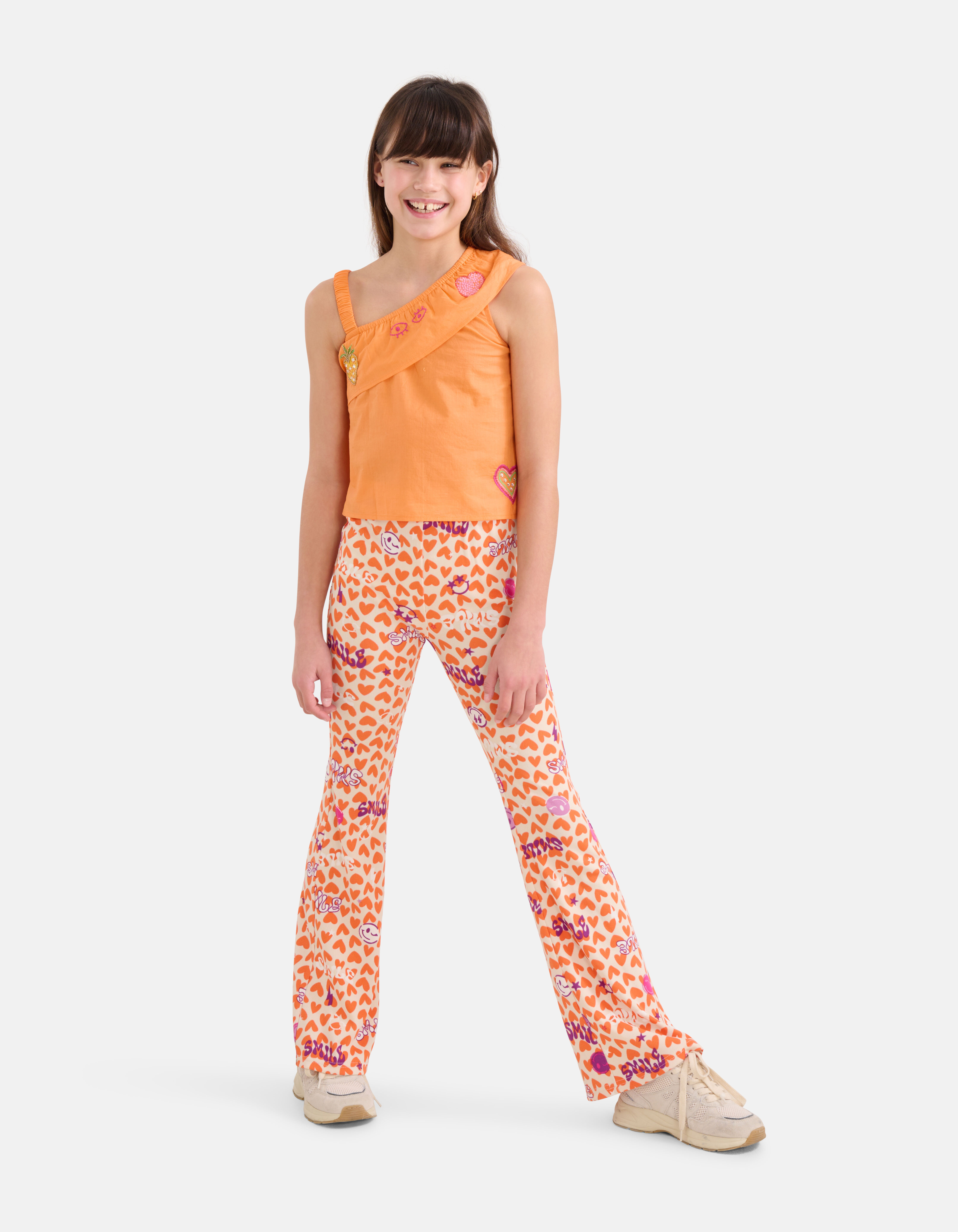 Printed Rib Flared Legging Oranje SHOEBY GIRLS