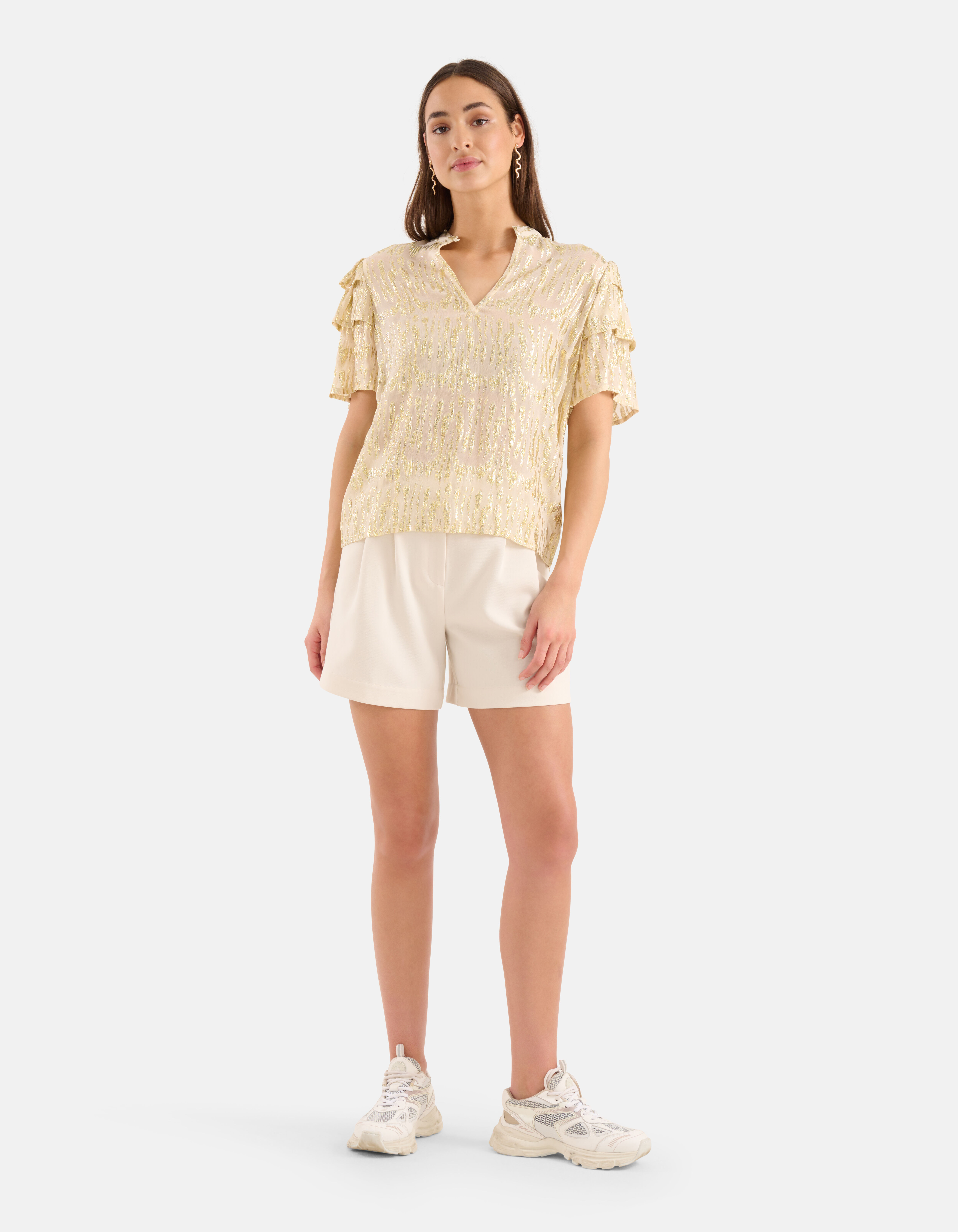 Jacquard Lurex Top Beige SHOEBY WOMEN