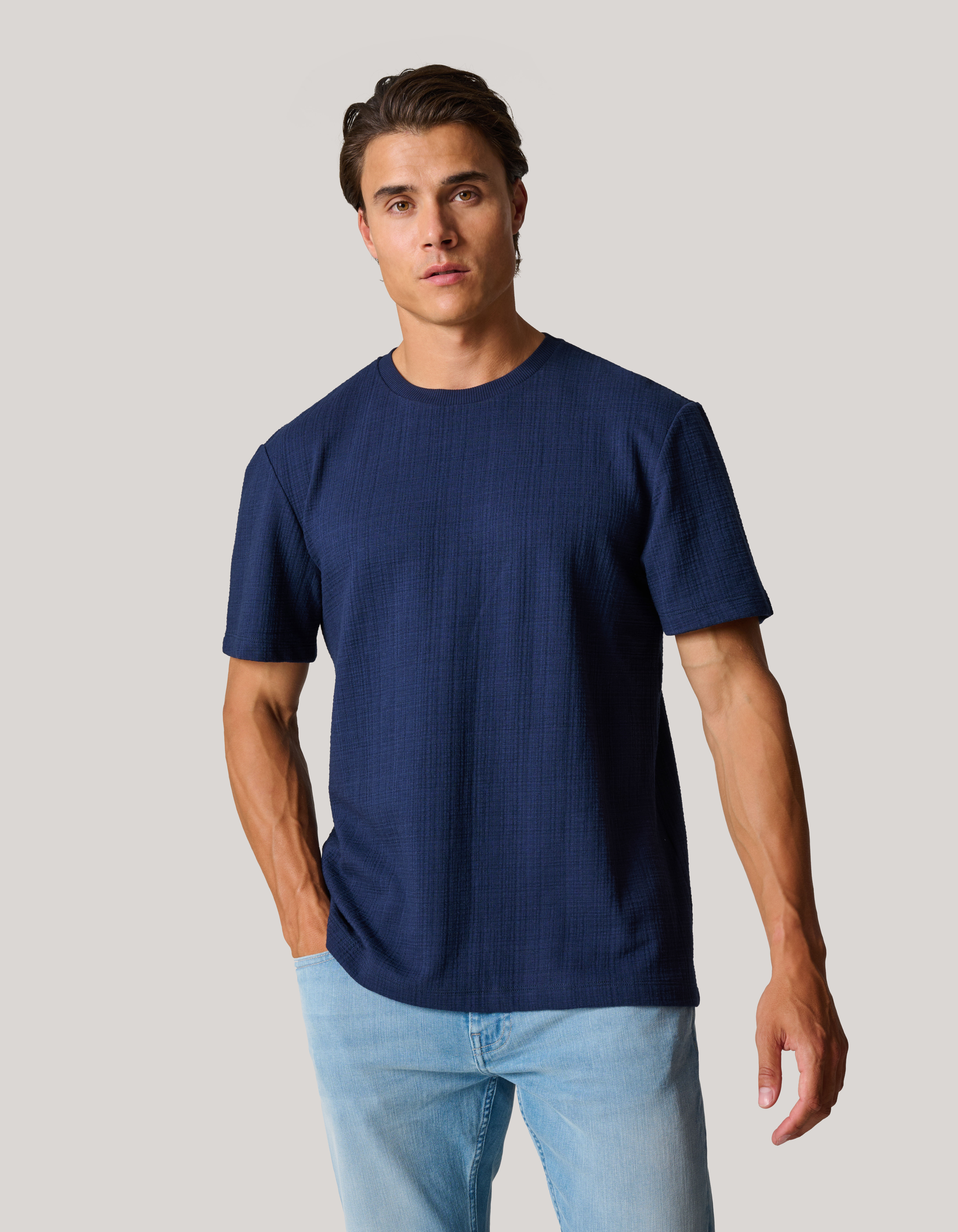 Structuur T-shirt Donkerblauw SHOEBY MEN