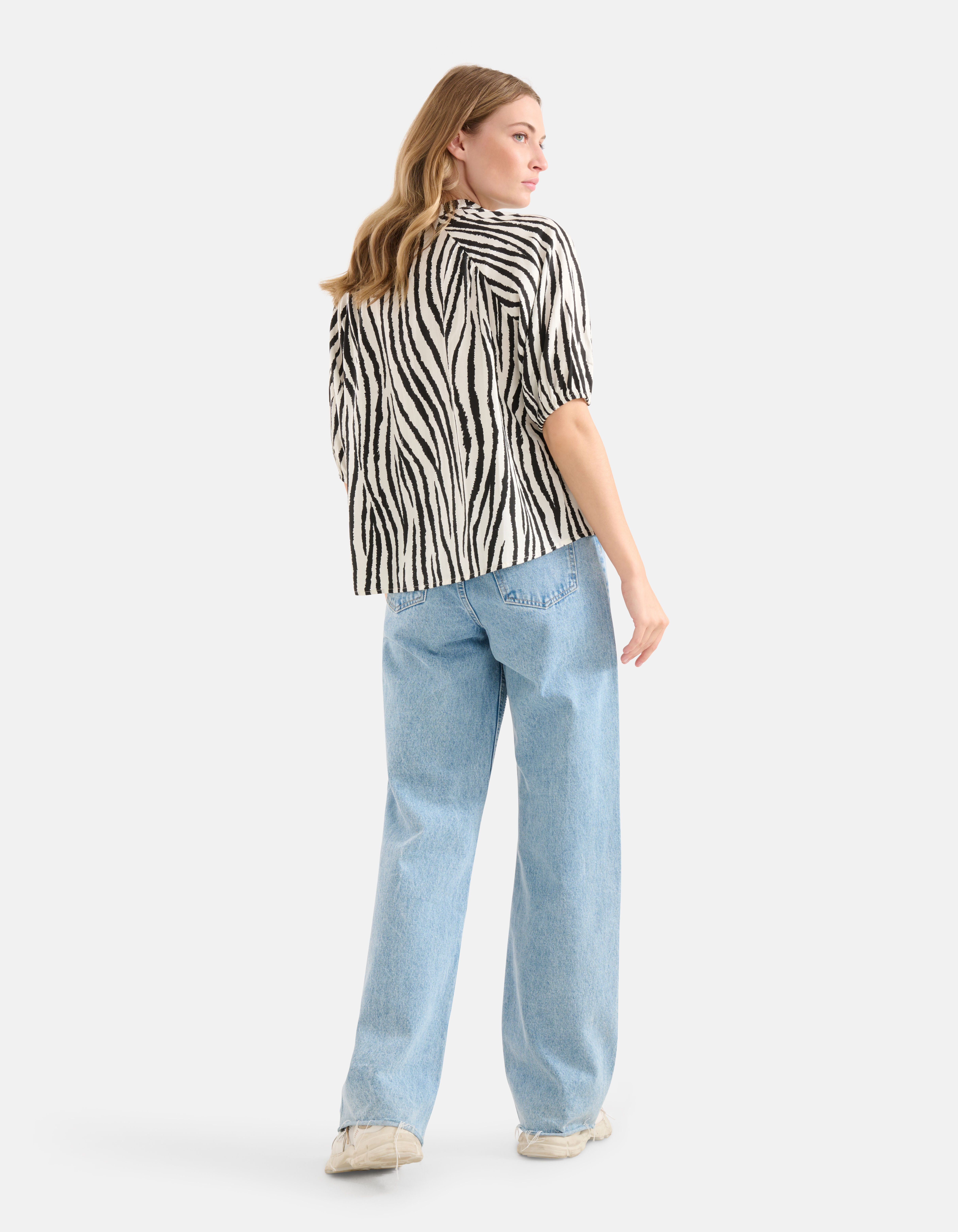 Zebra Printed Blouse Zwart/Wit SHOEBY WOMEN