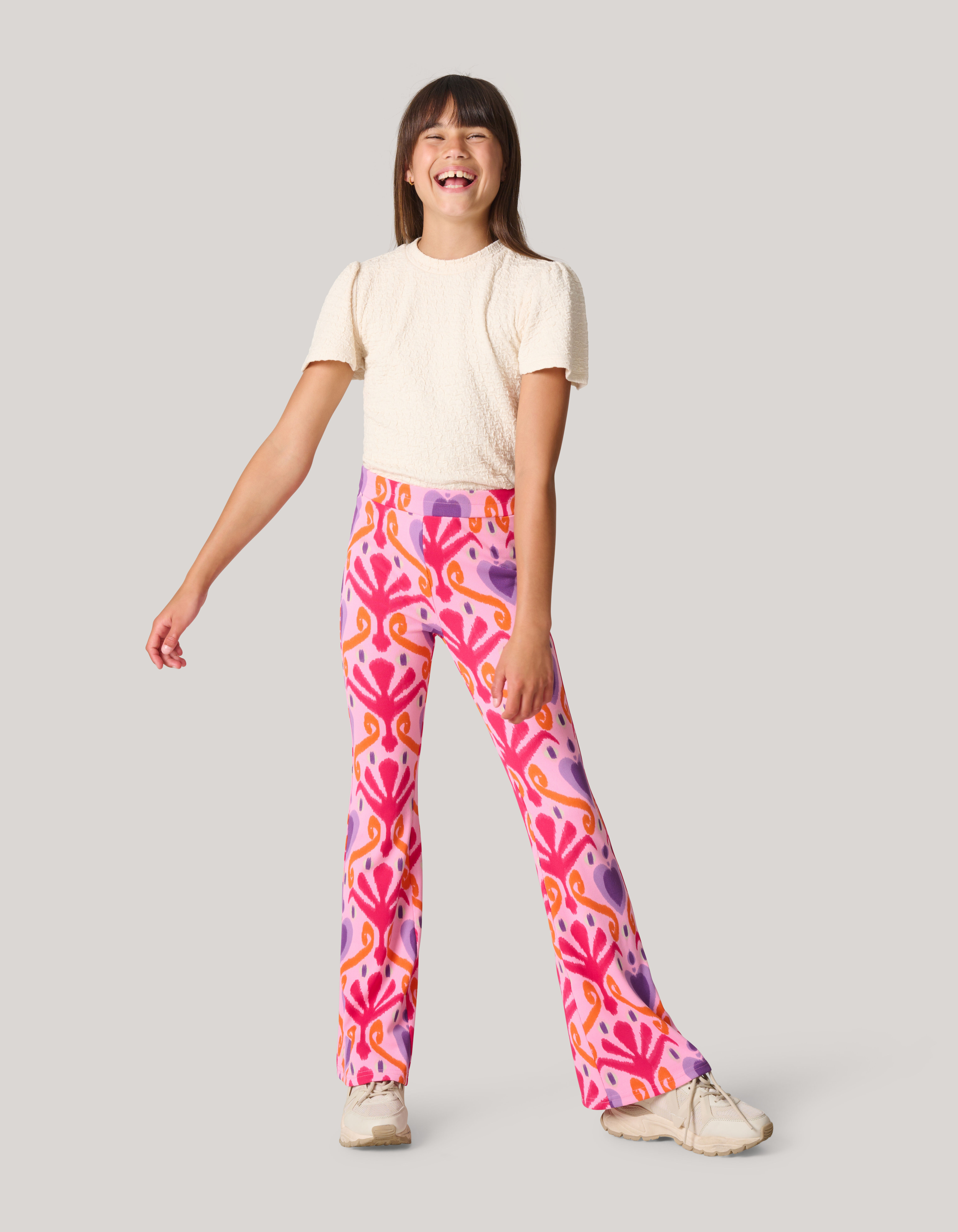 Printed Rib Flared Legging Roze SHOEBY GIRLS