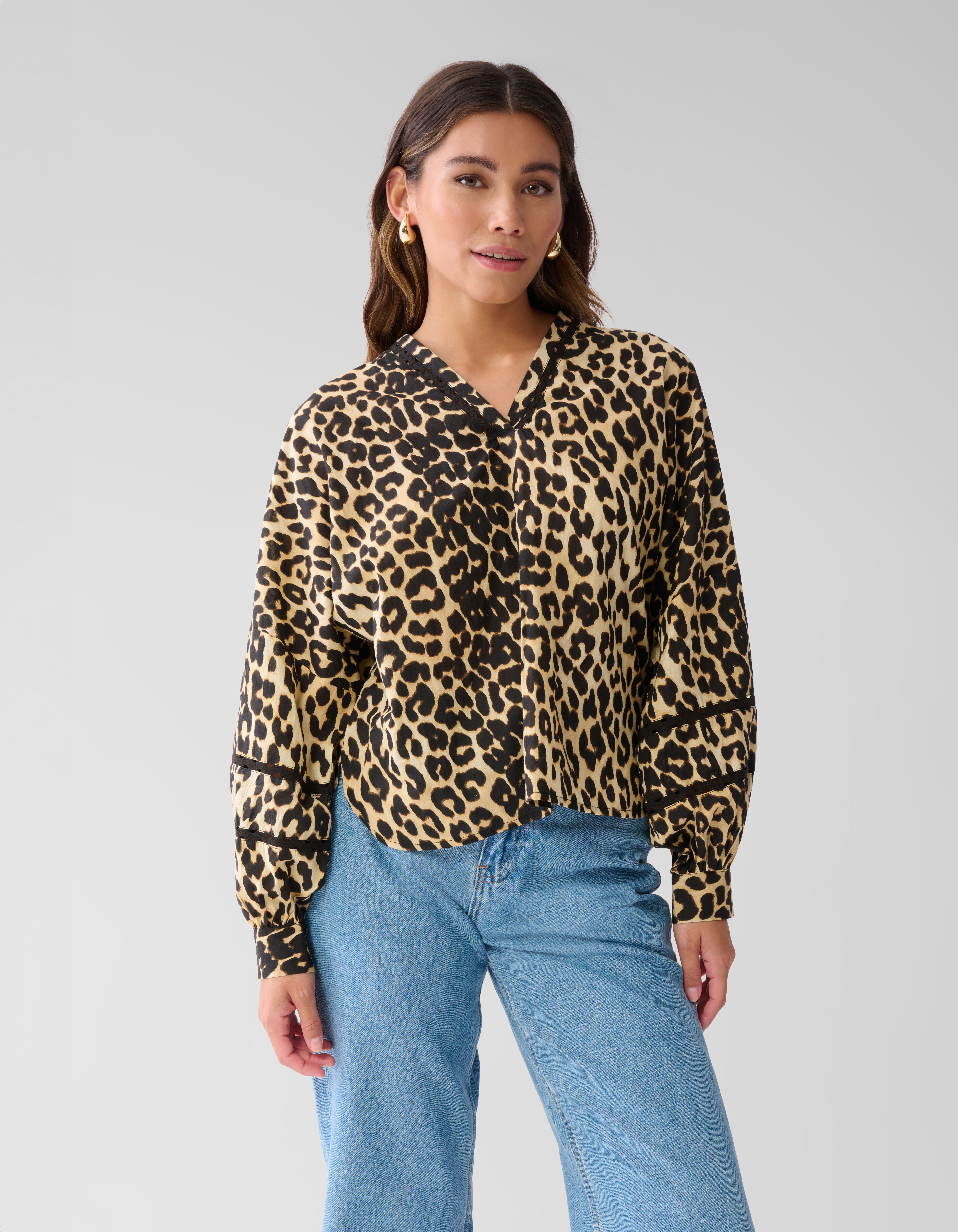 Leopard Tape Blouse Bruin SHOEBY WOMEN